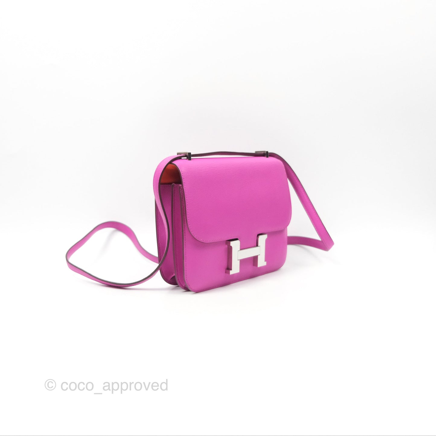 Hermès Constance Mini 18 Swift Magnolia/Orange Palladium Hardware