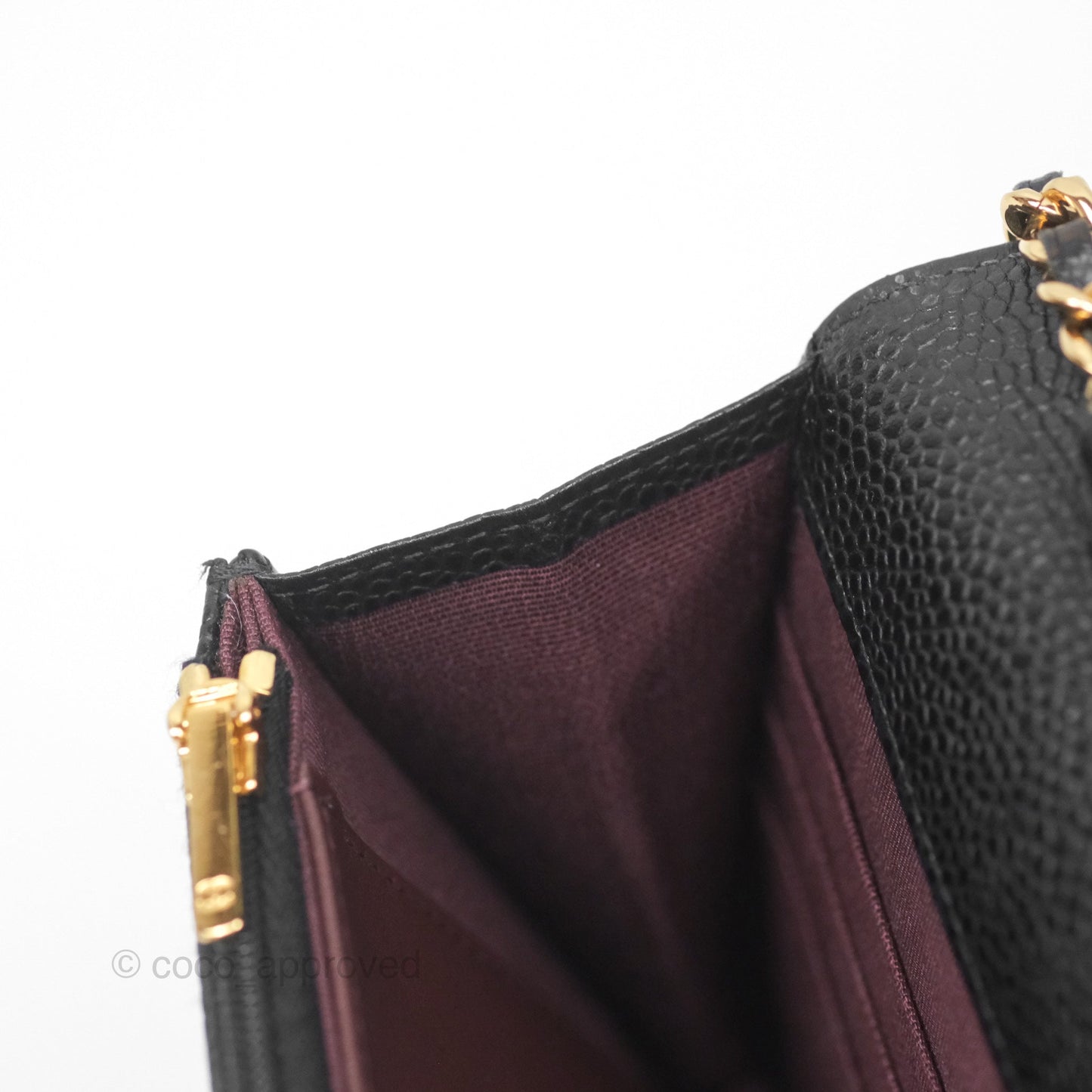 Chanel Classic Wallet On Chain WOC Quilted Black Caviar Gold Hardware