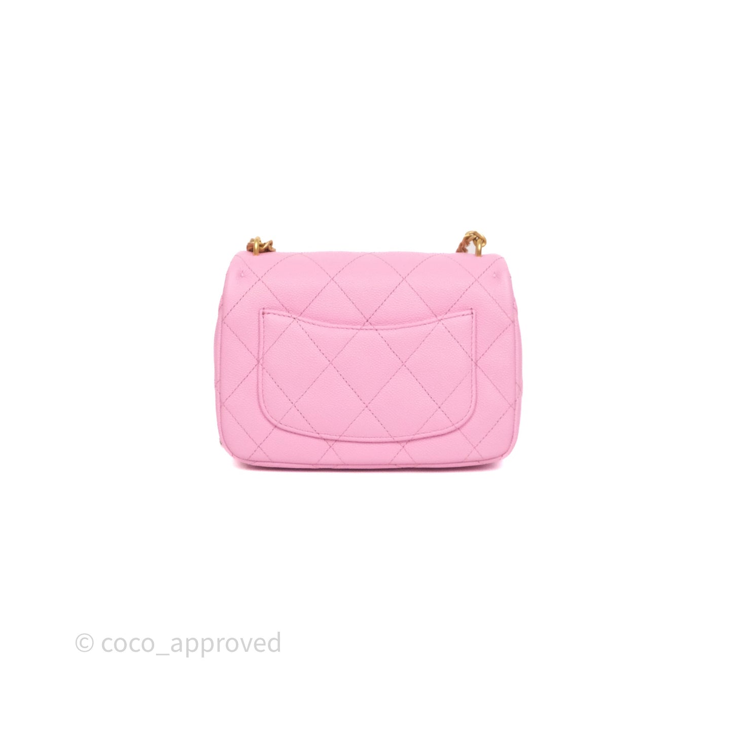 Chanel Heart Crush Mini Flap Bag Pink Caviar Aged Gold Hardware