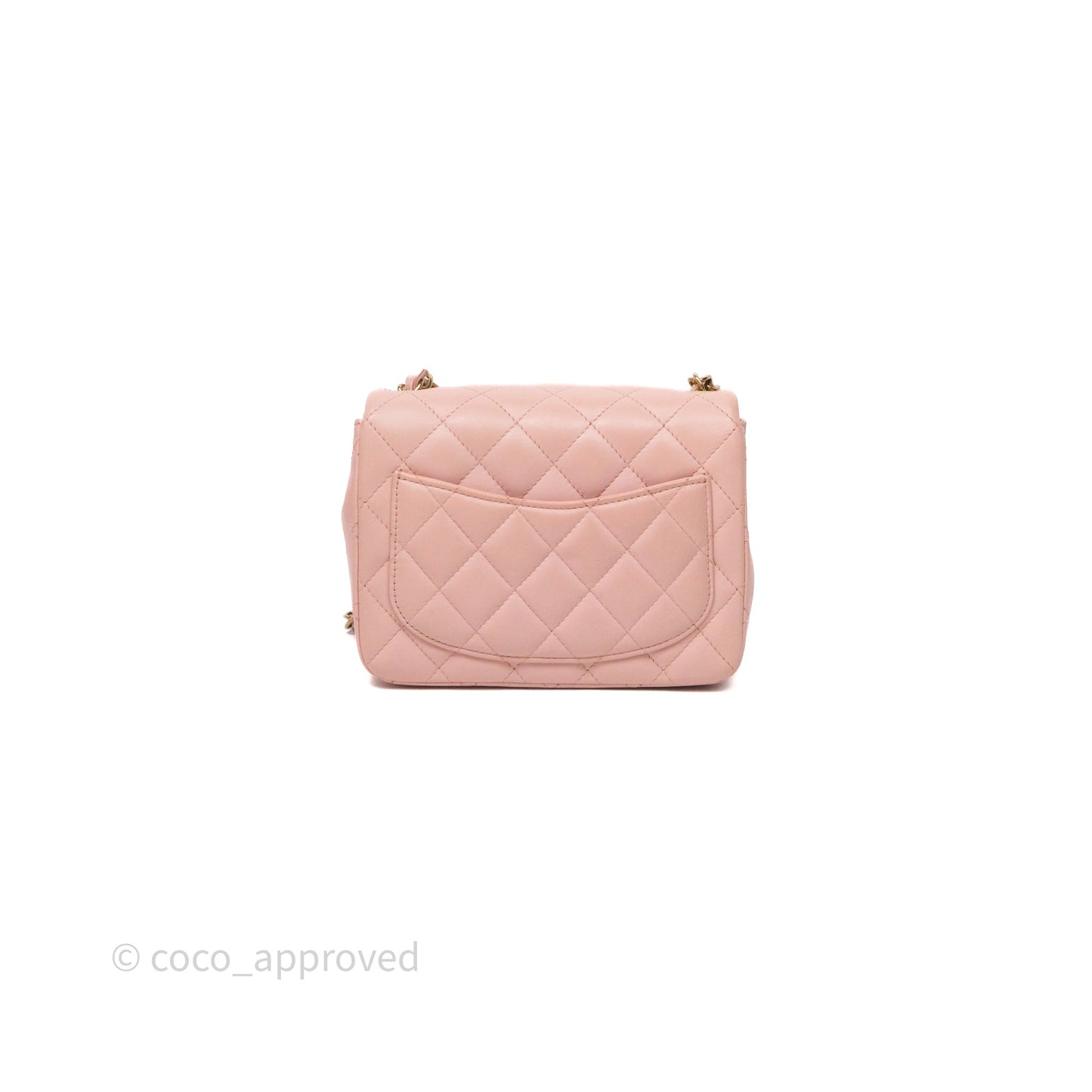 Chanel Mini Square Flap Quilted Pink Lambskin Gold Hardware