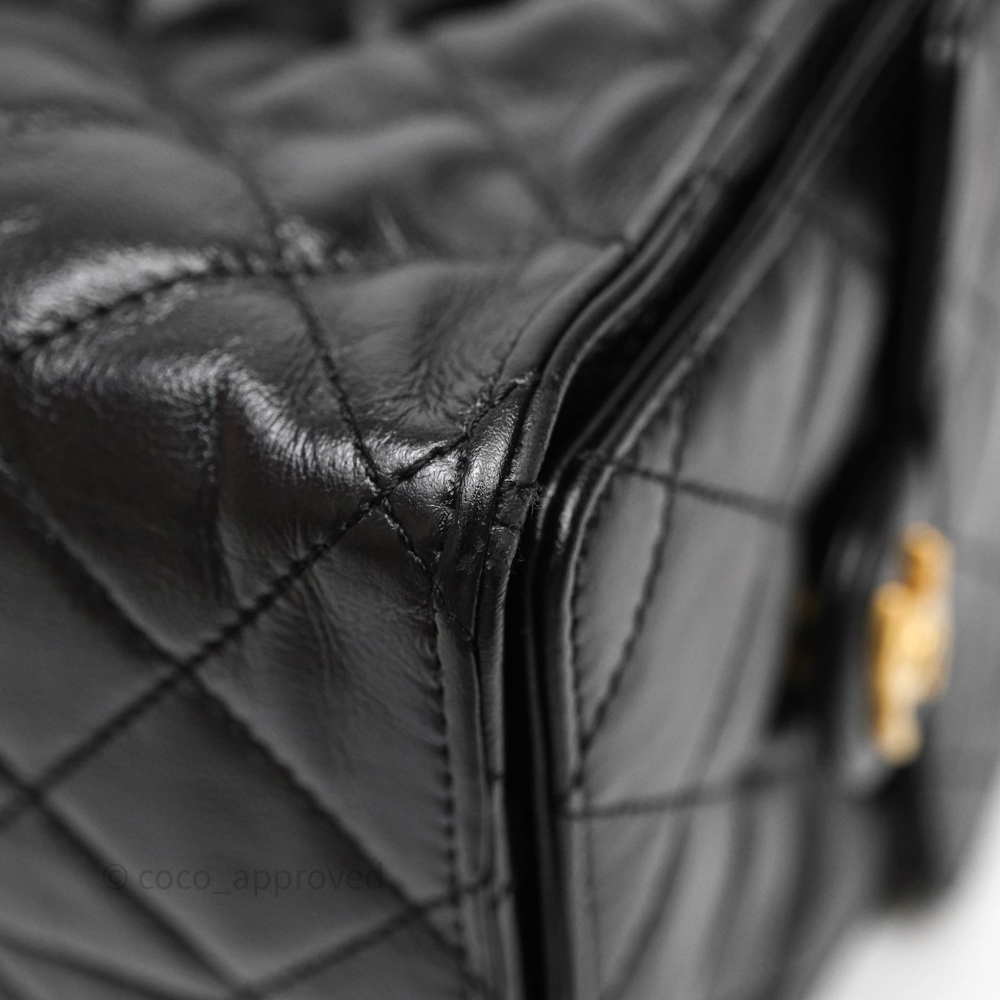 Chanel 25 Medium Black Crumpled Calfskin Aged Gold Hardware