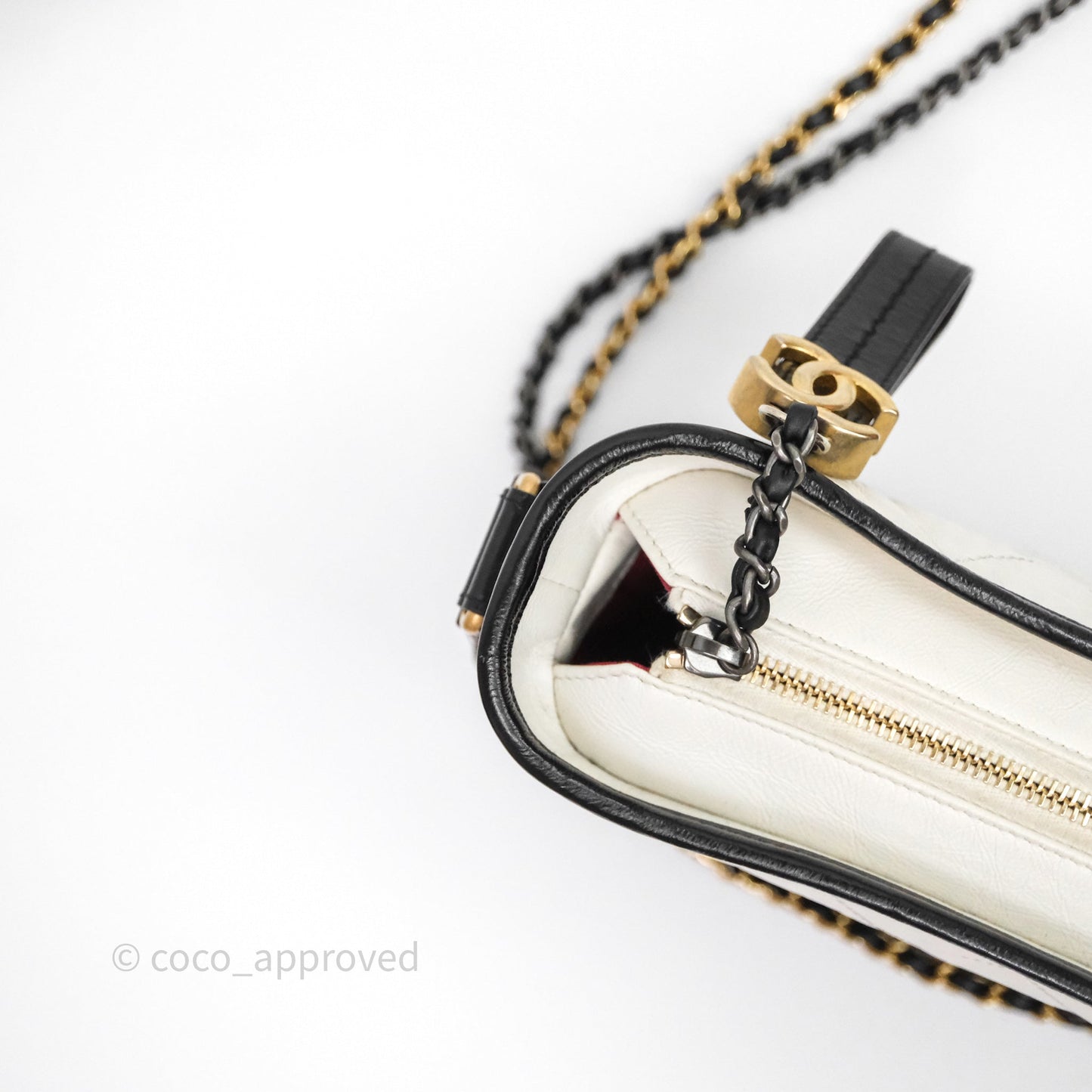 Chanel Quilted Small Gabrielle Hobo Black White Aged Calfskin Mixed Hardware