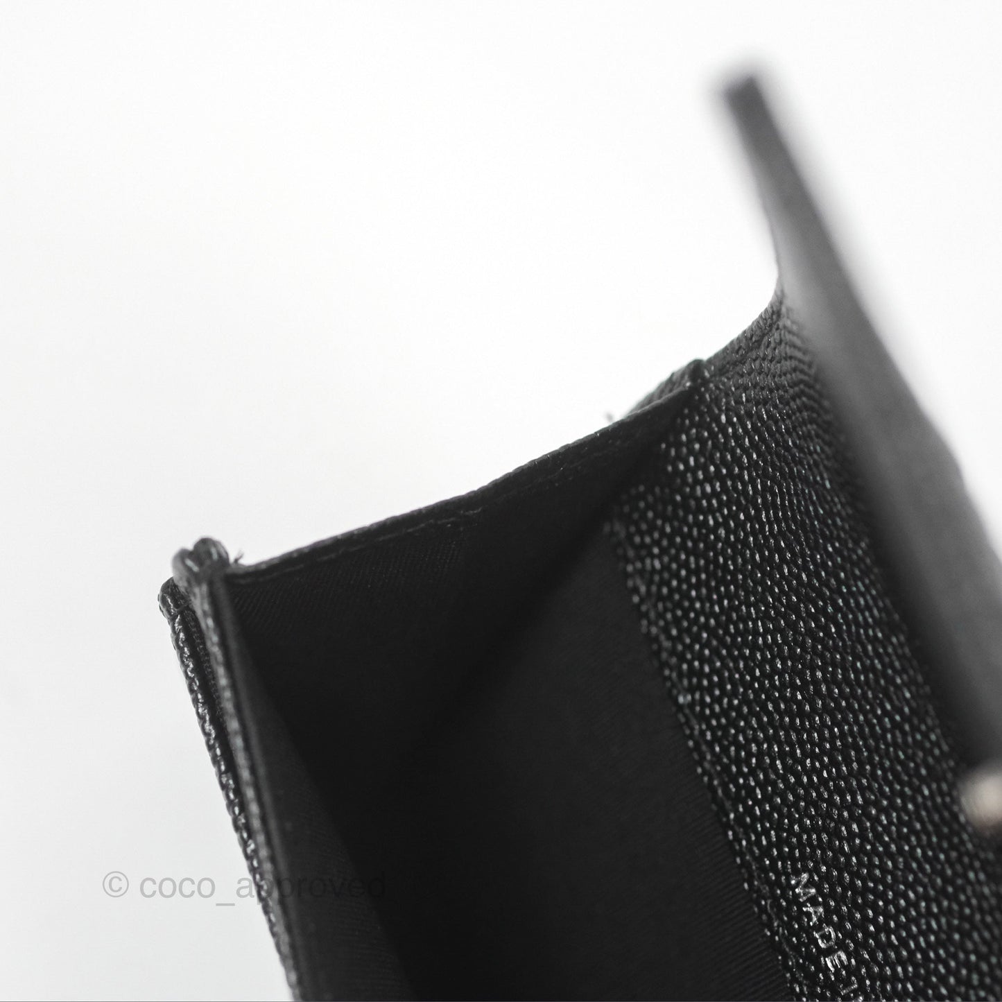 Chanel Chevron Mademoiselle Card Holder Iridescent Black Caviar Silver Hardware
