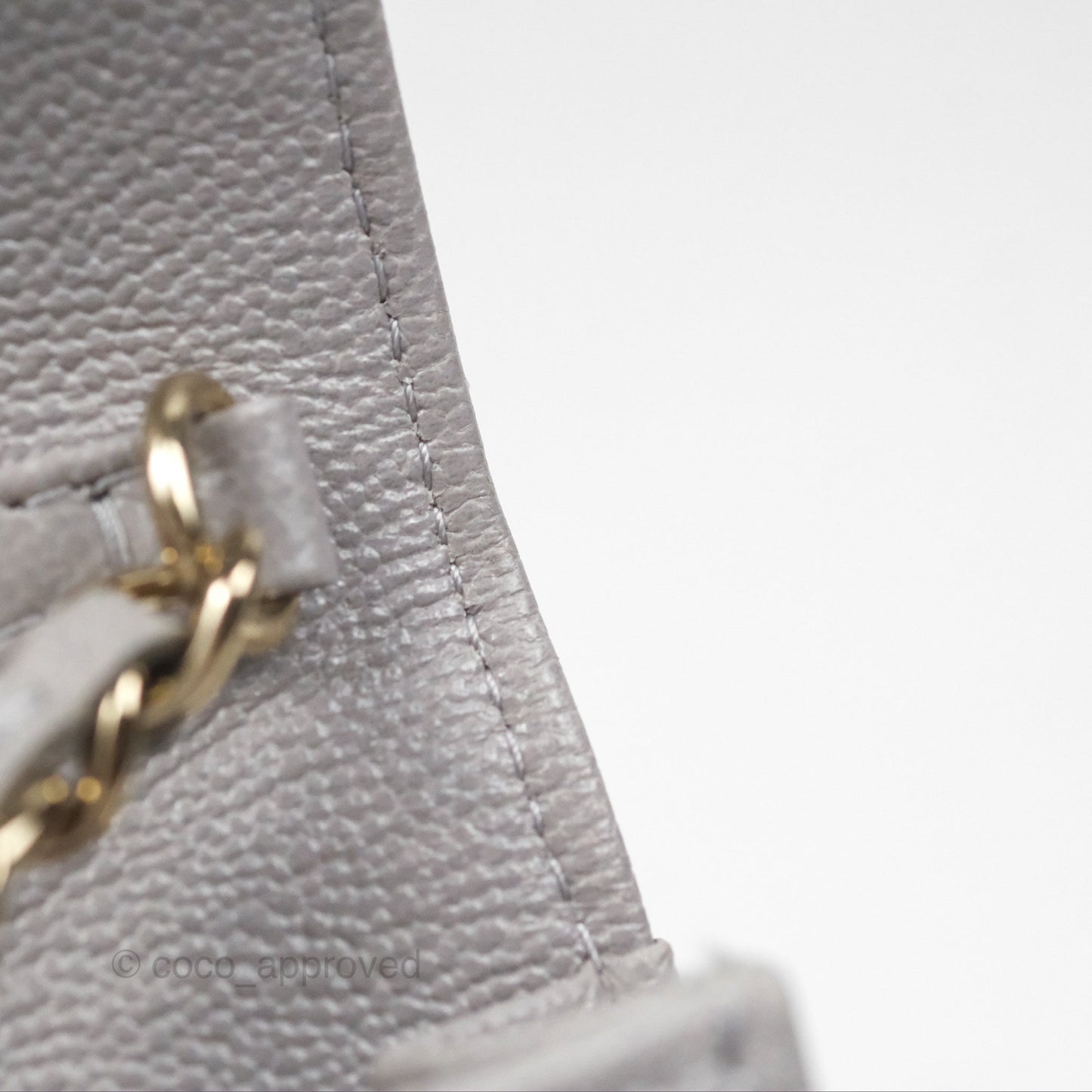 Chanel Quilted Phone Holder Grey Caviar Gold Hardware
