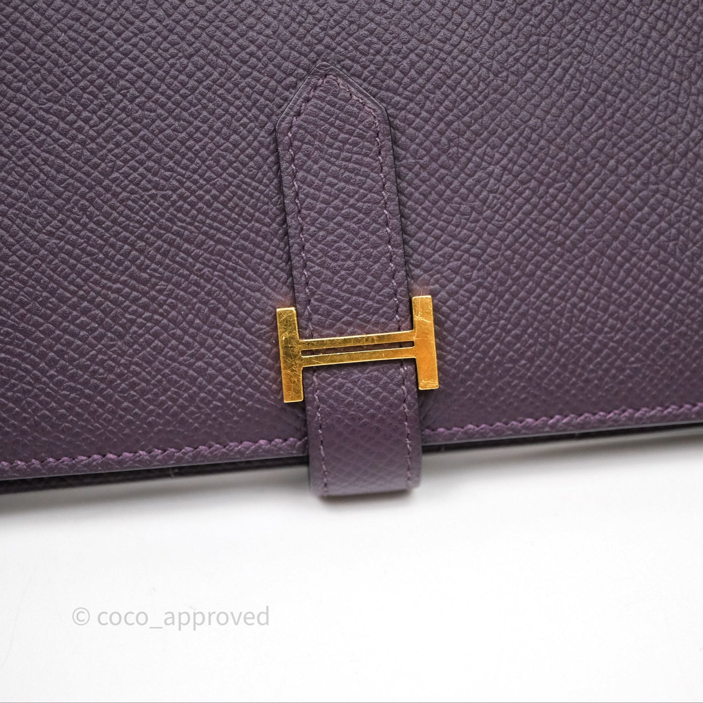 Hermès Bearn Soufflet Wallet Raisin 59 Epsom Gold Hardware