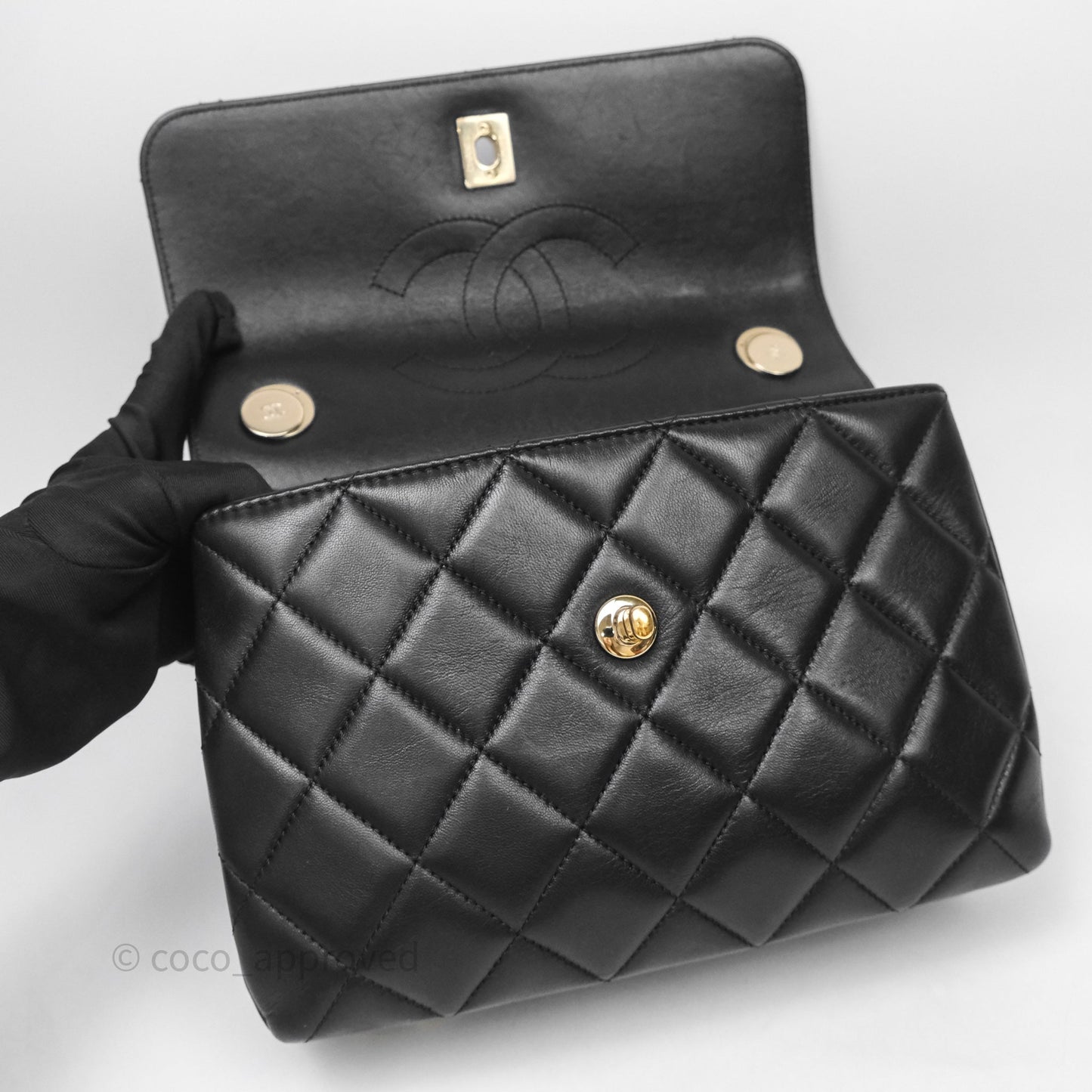 Chanel Small Trendy CC Black Lambskin Gold Hardware