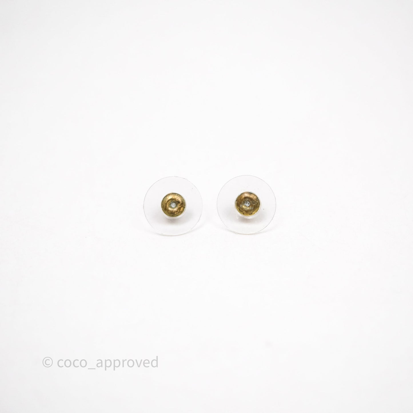 Chanel CC Pearl Flower Earrings Gold Tone