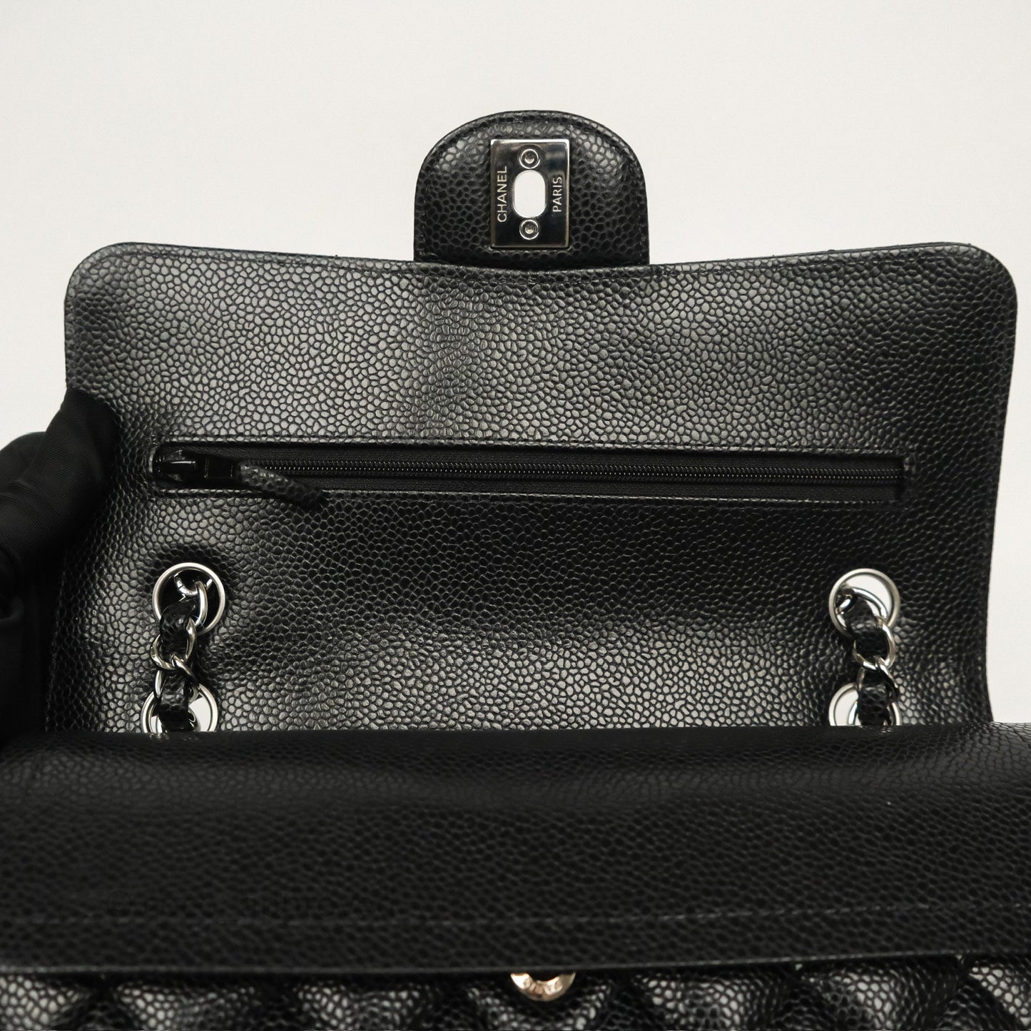 Chanel Small Classic Flap Quilted Black Caviar Silver Hardware