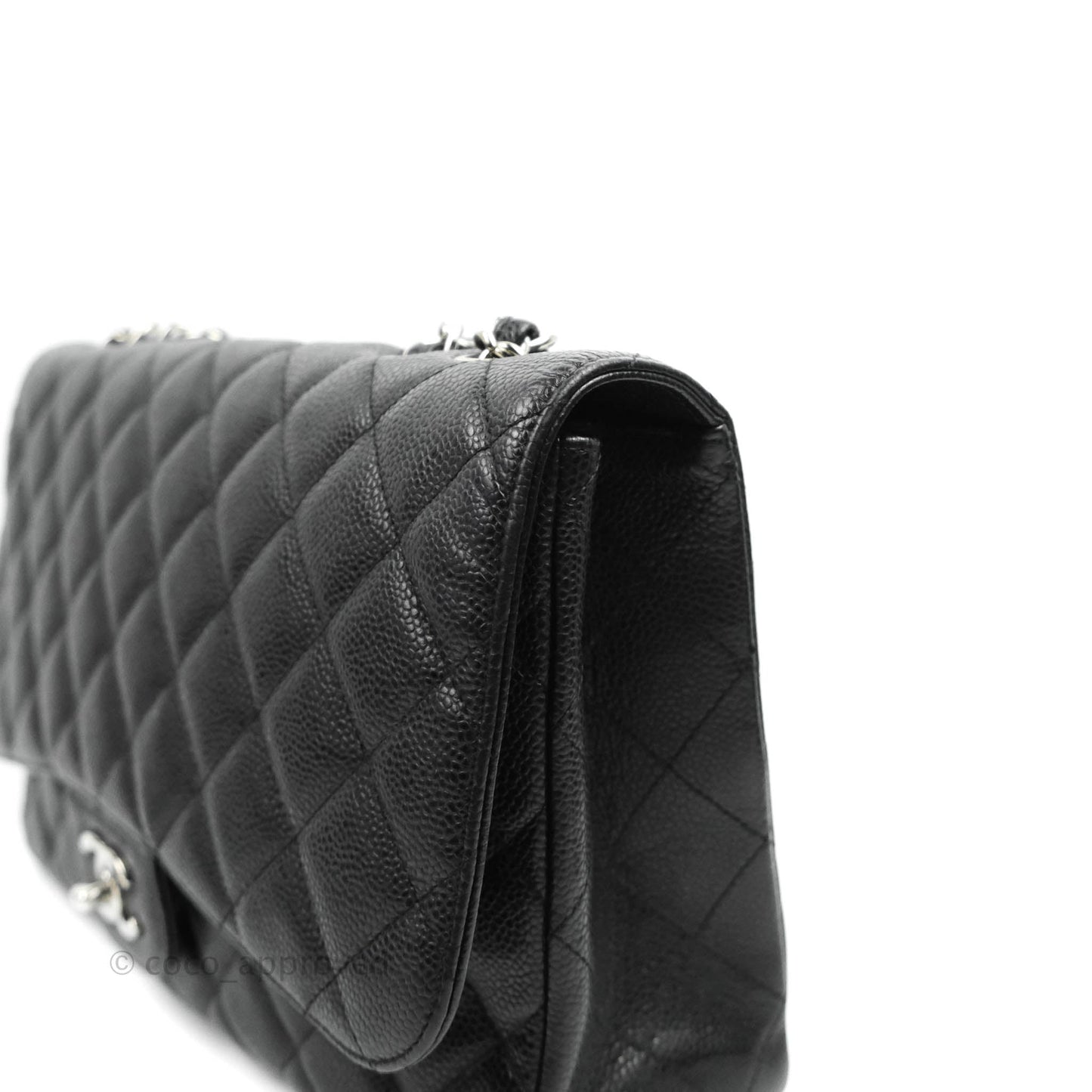 Chanel Single Flap Maxi Caviar Black Silver Hardware