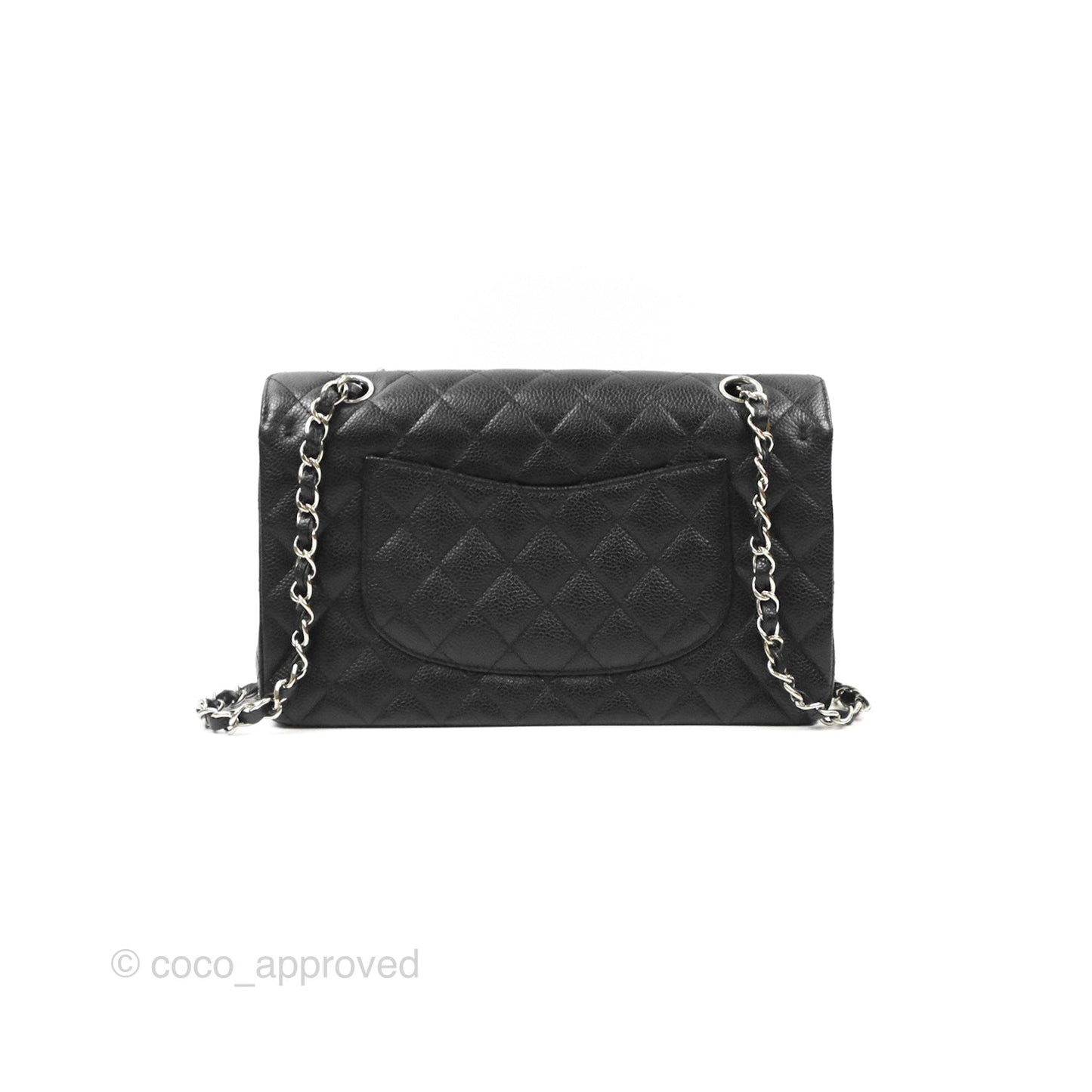 Chanel Classic M/L Medium Flap Quilted Black Caviar Silver Hardware