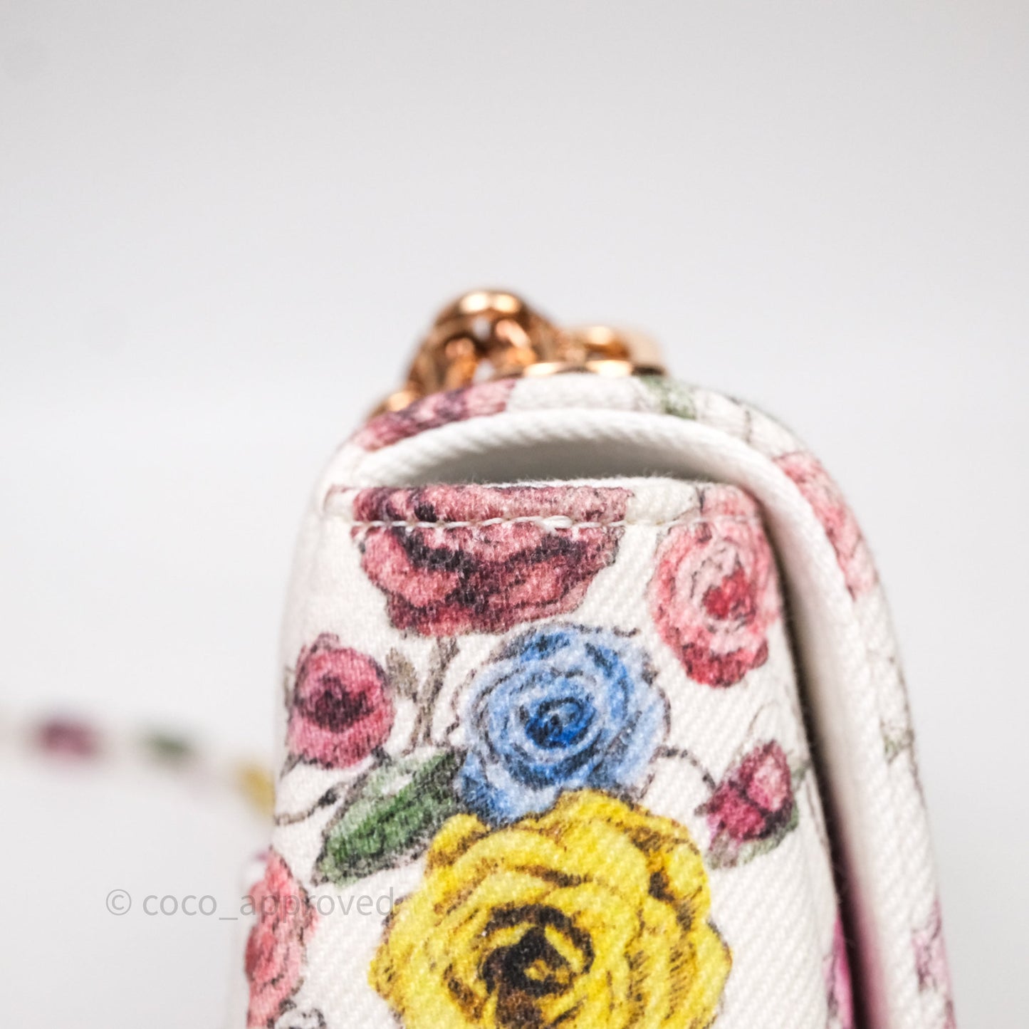 Dior Small Caro Bag White Florilegio Rose Gold Hardware