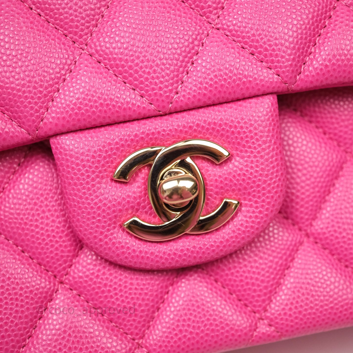 Chanel Classic M/L Medium Flap Quilted Hot Pink Caviar Gold Hardware