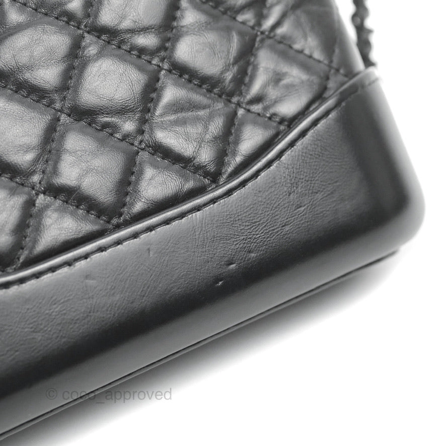 Chanel Gabrielle Clutch With Chain Aged Calfskin So Black
