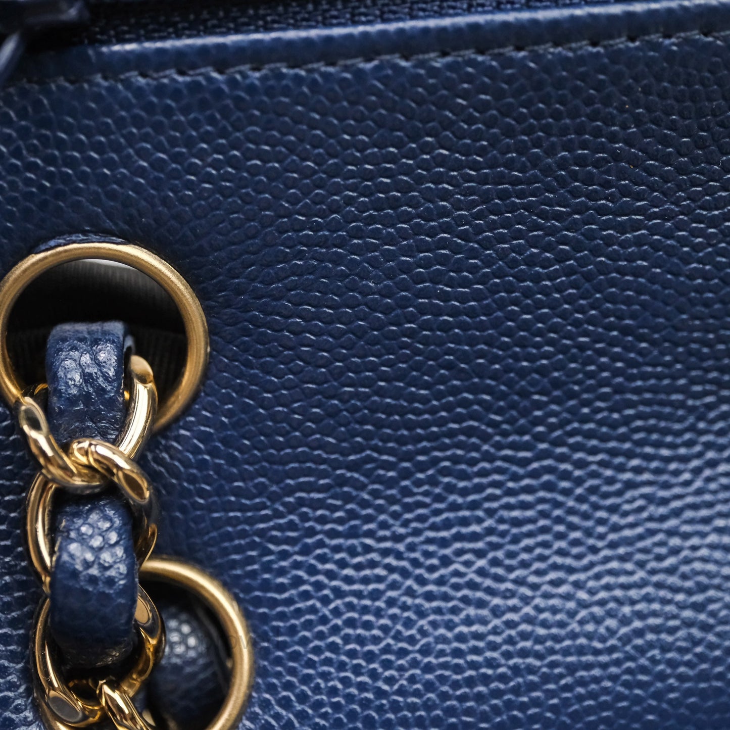 Chanel Medium Classic Flap Quilted Dark Blue Caviar Gold Hardware