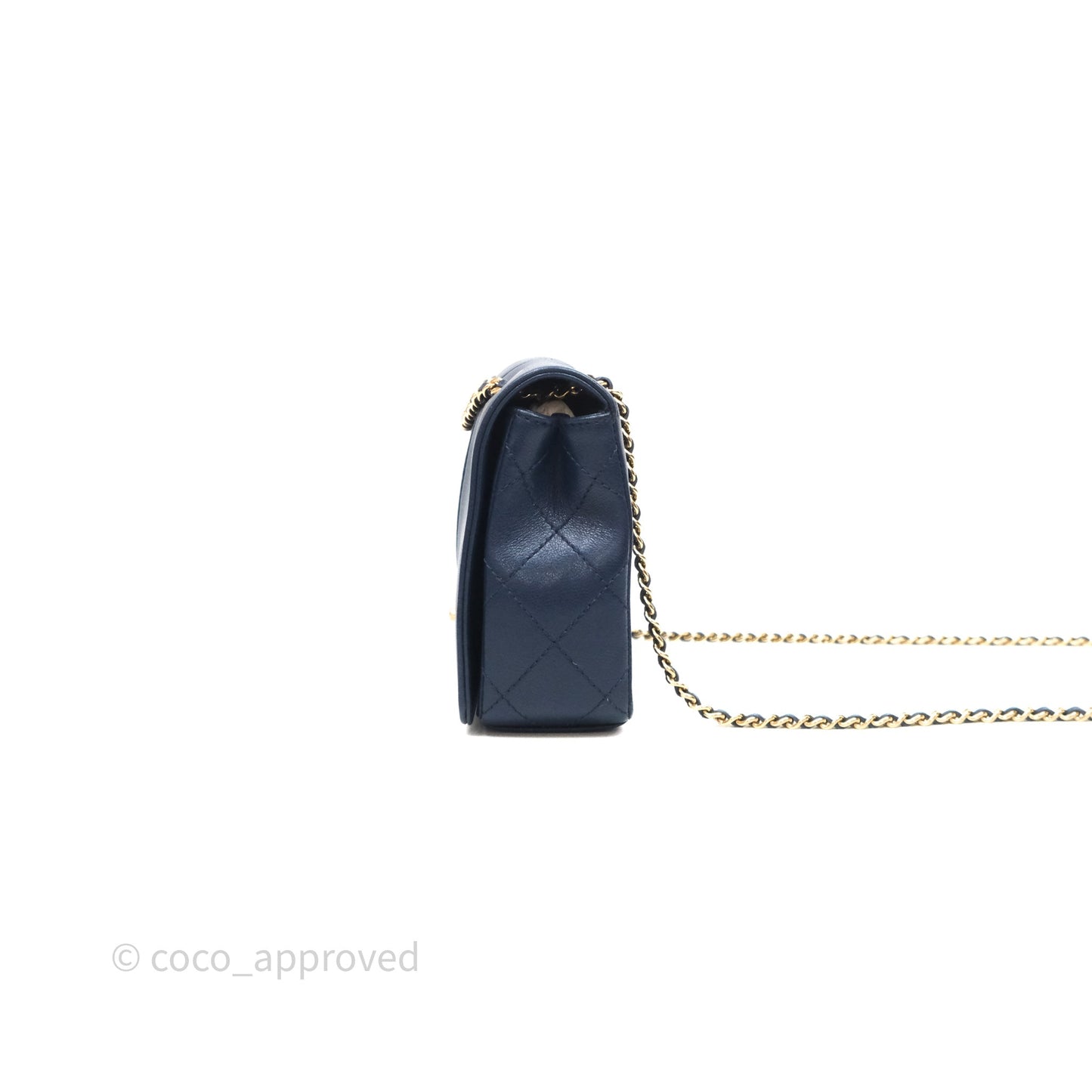 Chanel Mademoiselle Vintage Flap Bag Navy Sheepskin Gold Hardware