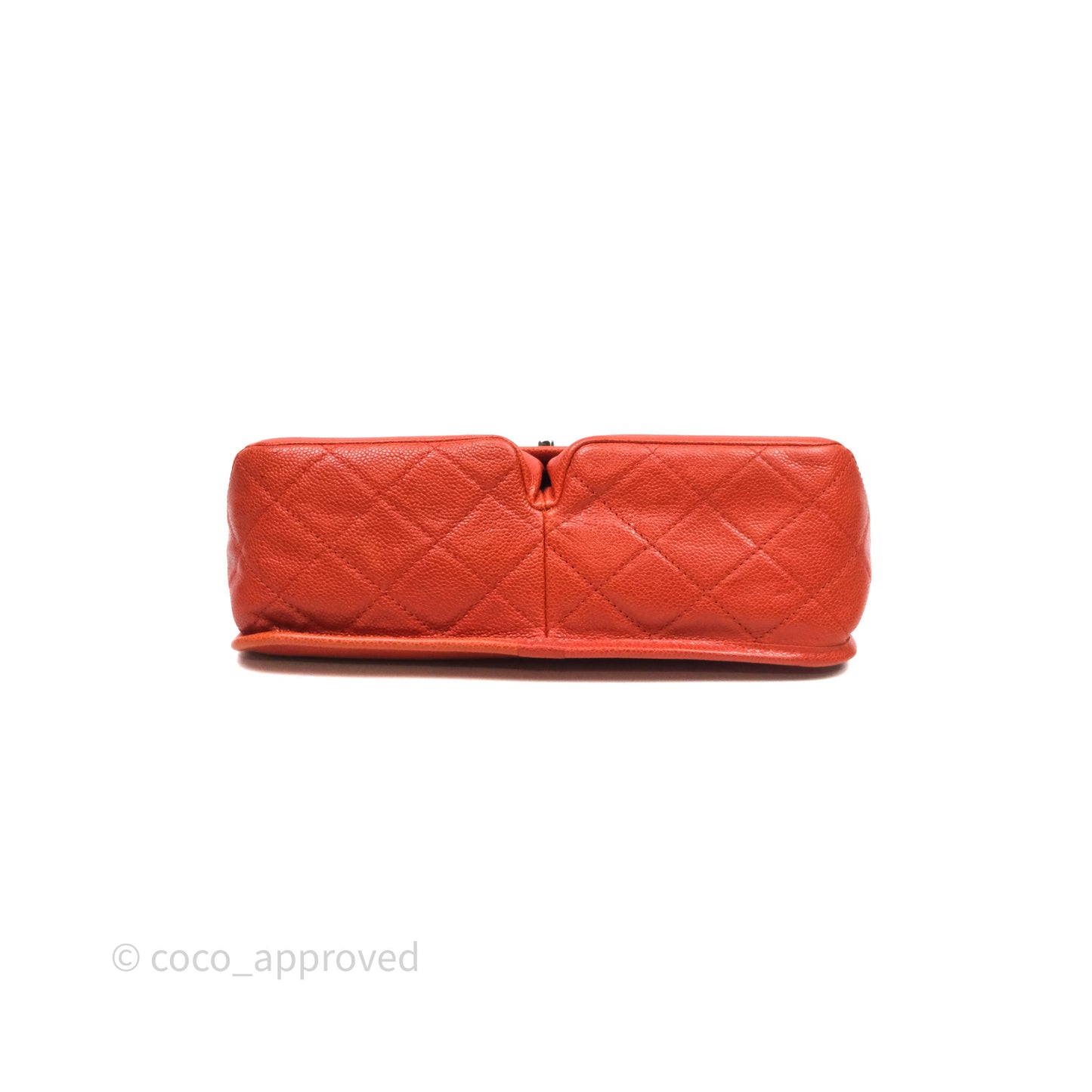 Chanel Flap Bag Caviar Orange Silver Hardware