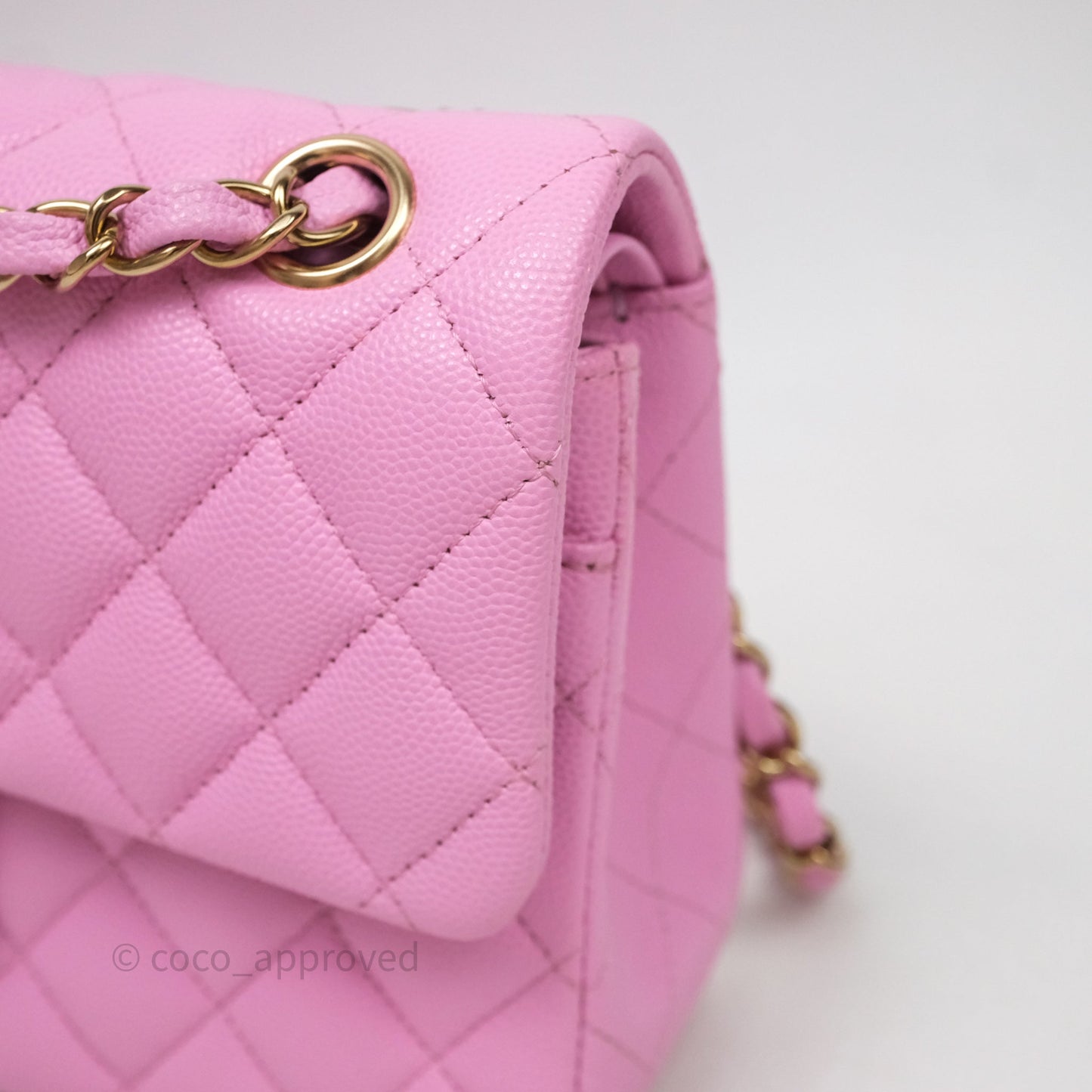 Chanel Small Classic Flap Quilted Pink Caviar Gold Hardware