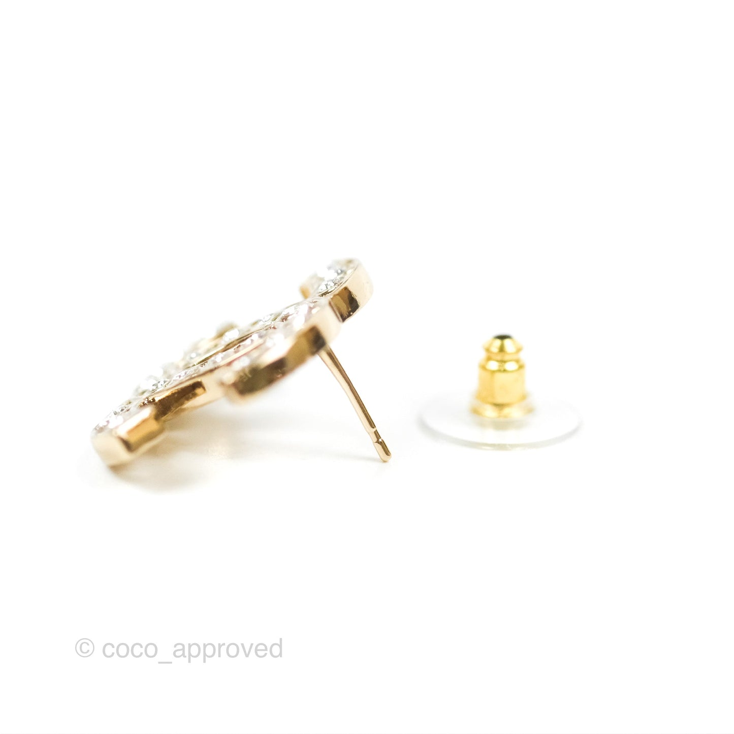 Chanel CC Crystal Earrings Gold Tone 23S