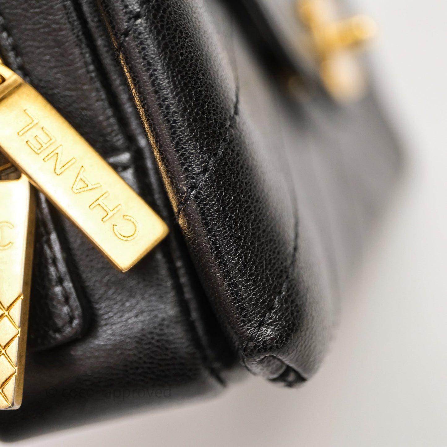 Chanel Chevron Flap Bag Black Calfskin Aged Gold Hardware