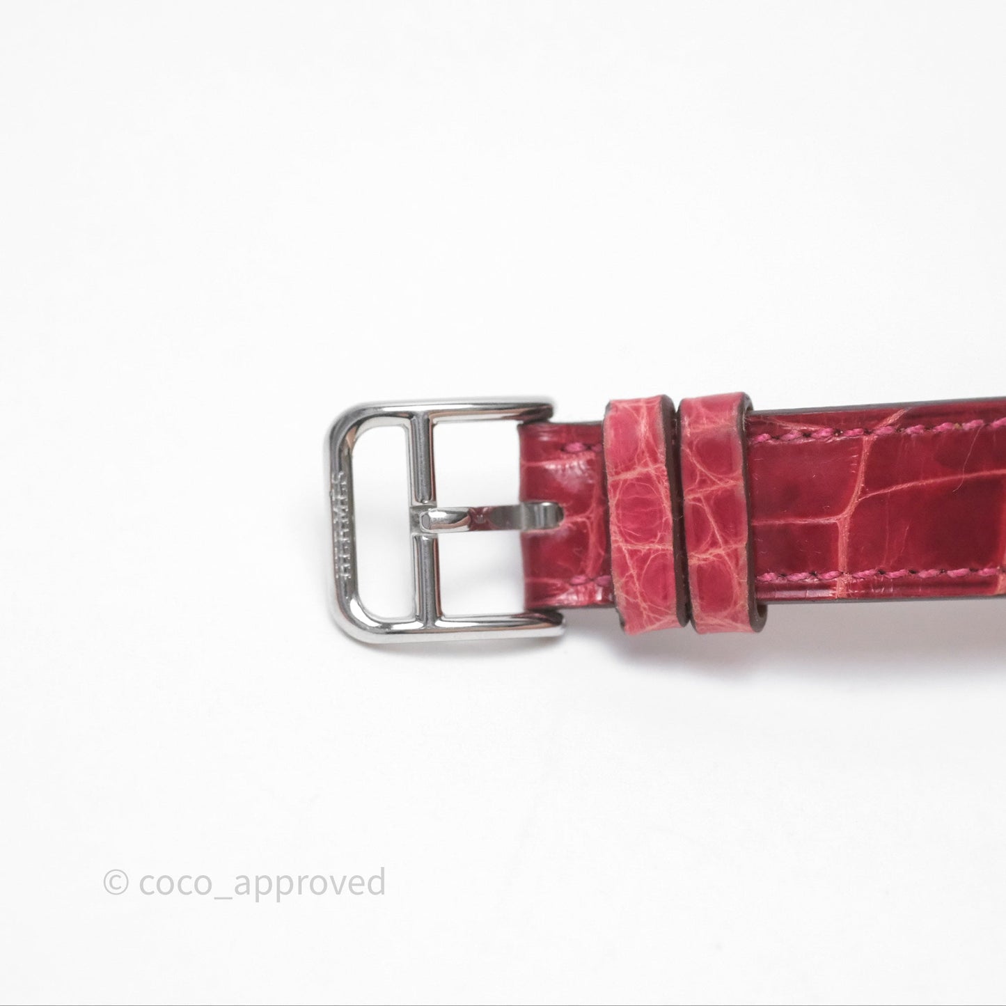 Hermès Heure H Watch Diamond Red Alligator Palladium Hardware