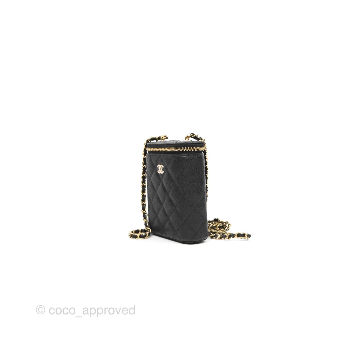 Chanel Classic Mini Vanity With Chain Black Caviar Gold Hardware