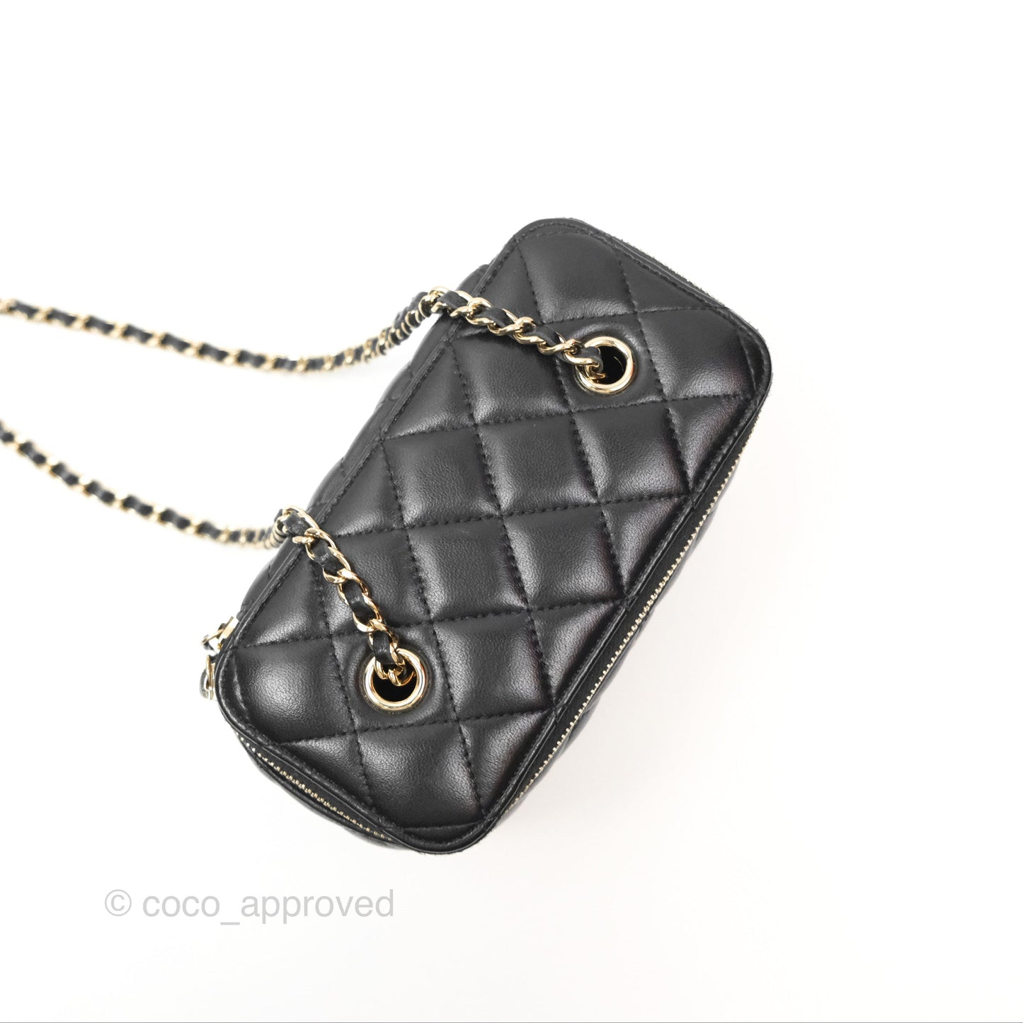 Chanel Vanity Rectangular with Chain Black Lambskin Gold Hardware