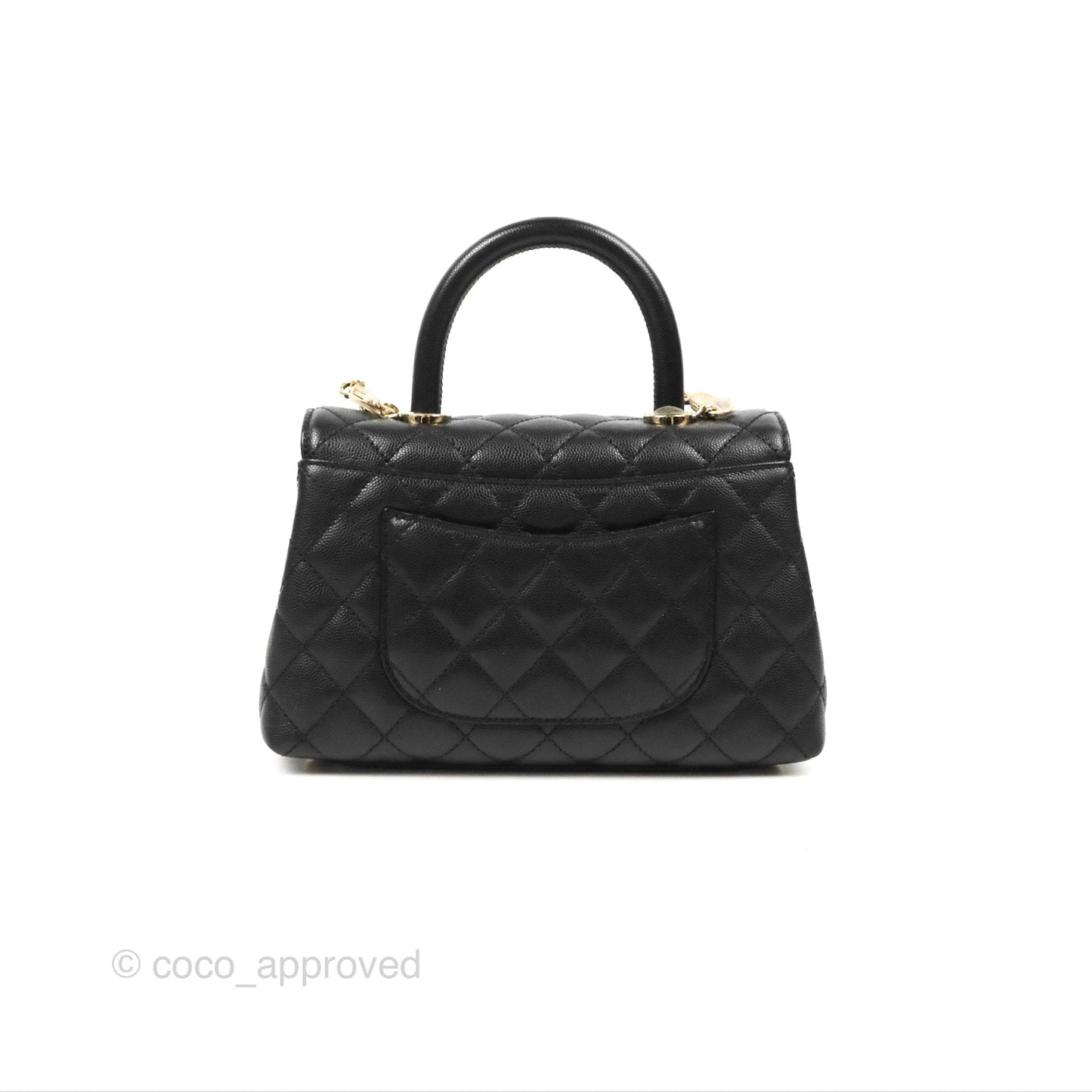 Chanel Small Quilted Coco Handle Black Caviar Gold Hardware