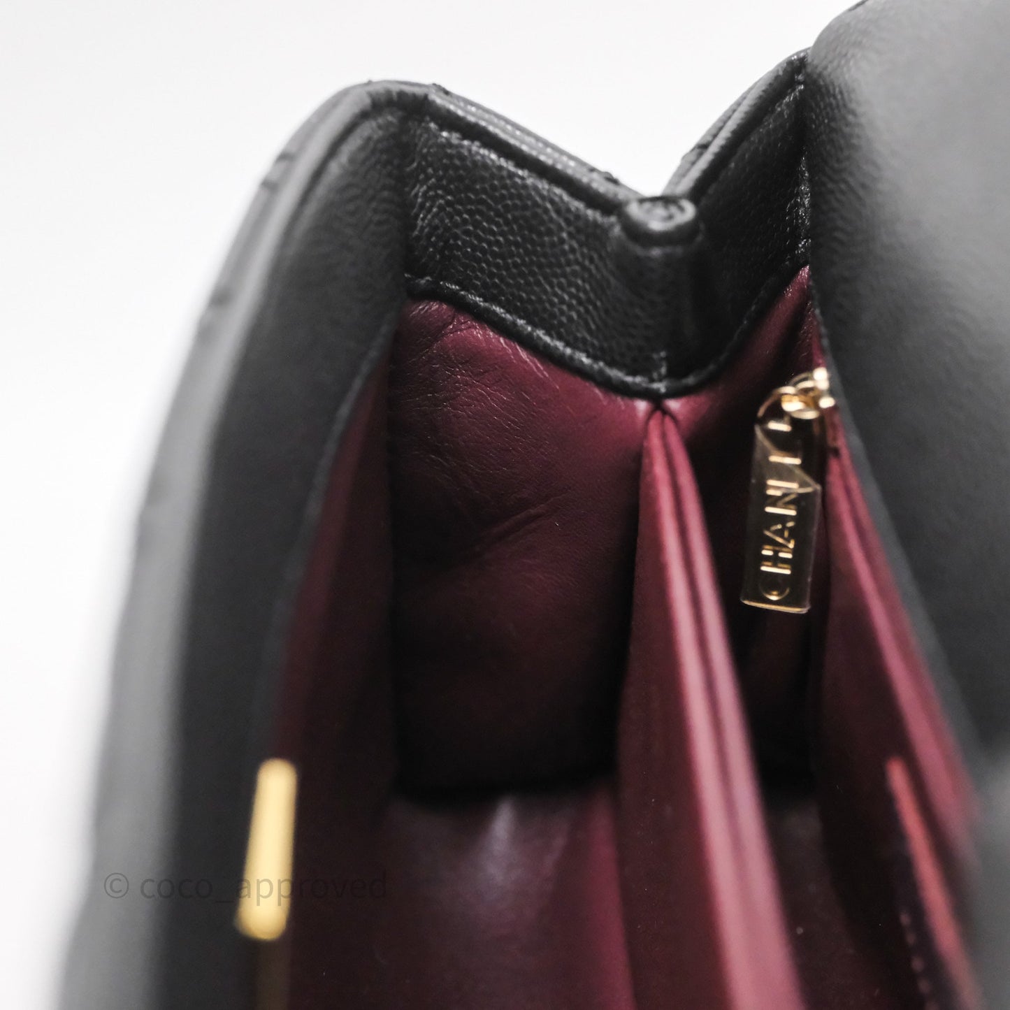 Chanel Small Quilted Coco Handle Black Caviar Gold Hardware