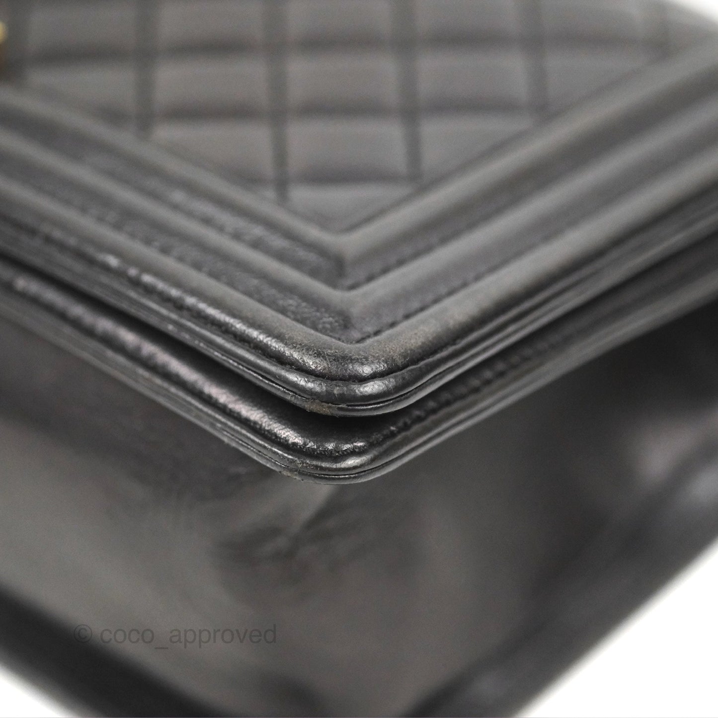 Chanel Quilted Medium Boy Black Lambskin Aged Gold Hardware