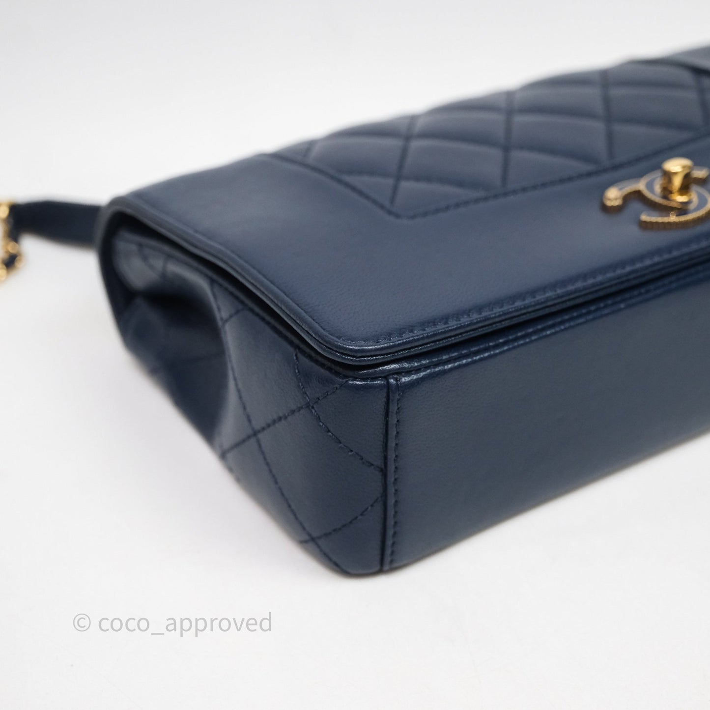 Chanel Mademoiselle Vintage Flap Bag Navy Sheepskin Gold Hardware