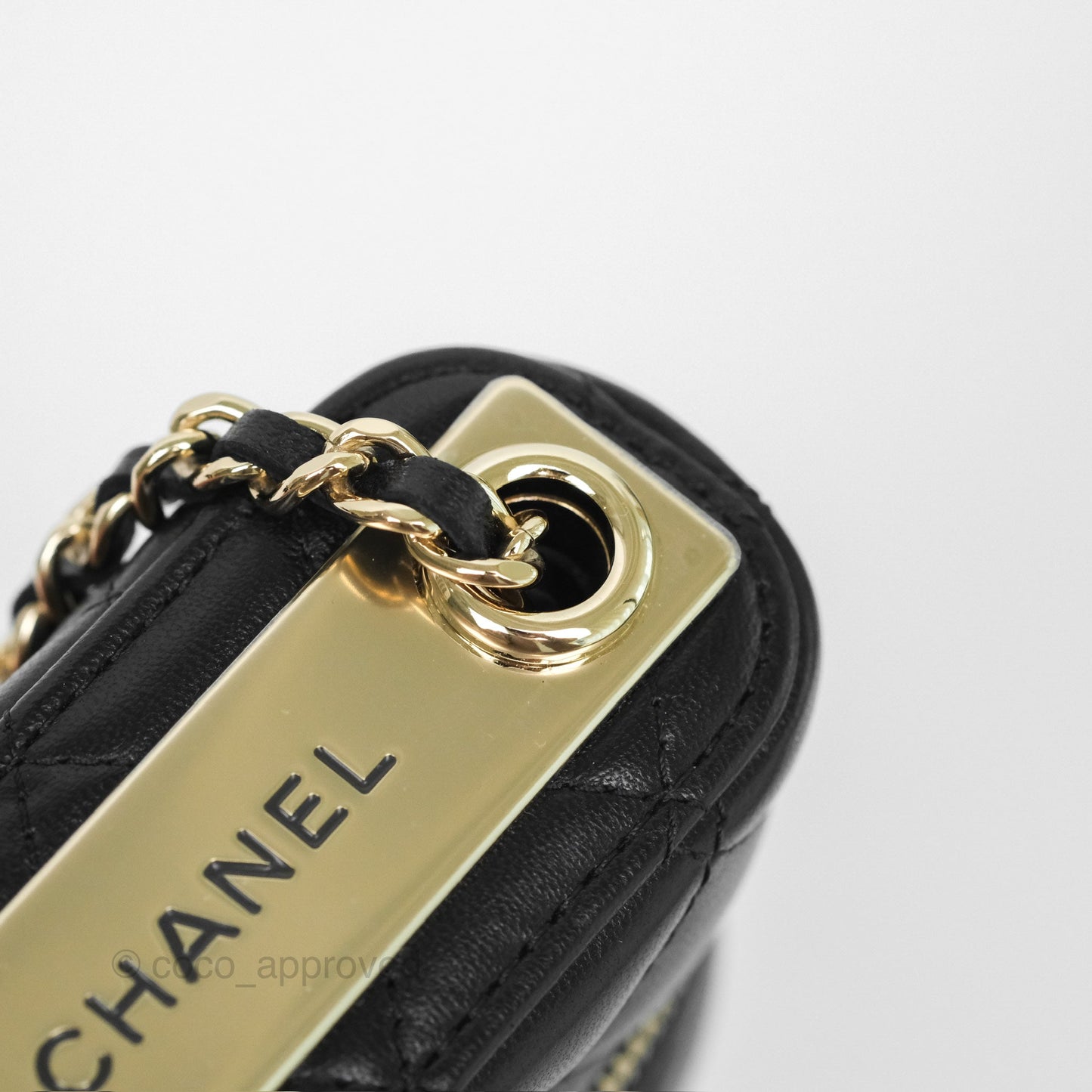 Chanel Trendy Vanity Phone Holder With Chain Black Lambskin Gold Hardware