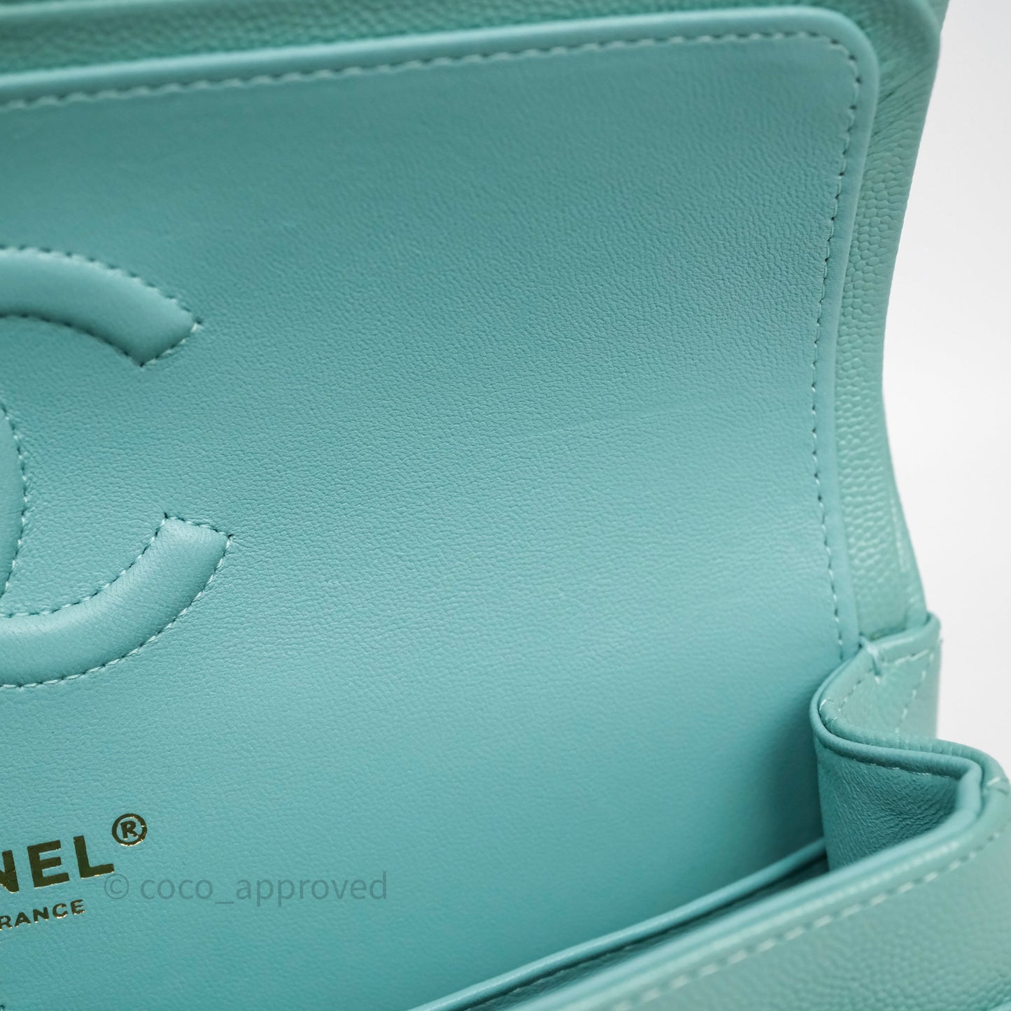 Chanel Classic M/L Medium Flap Quilted Tiffany Green Caviar Gold Hardware