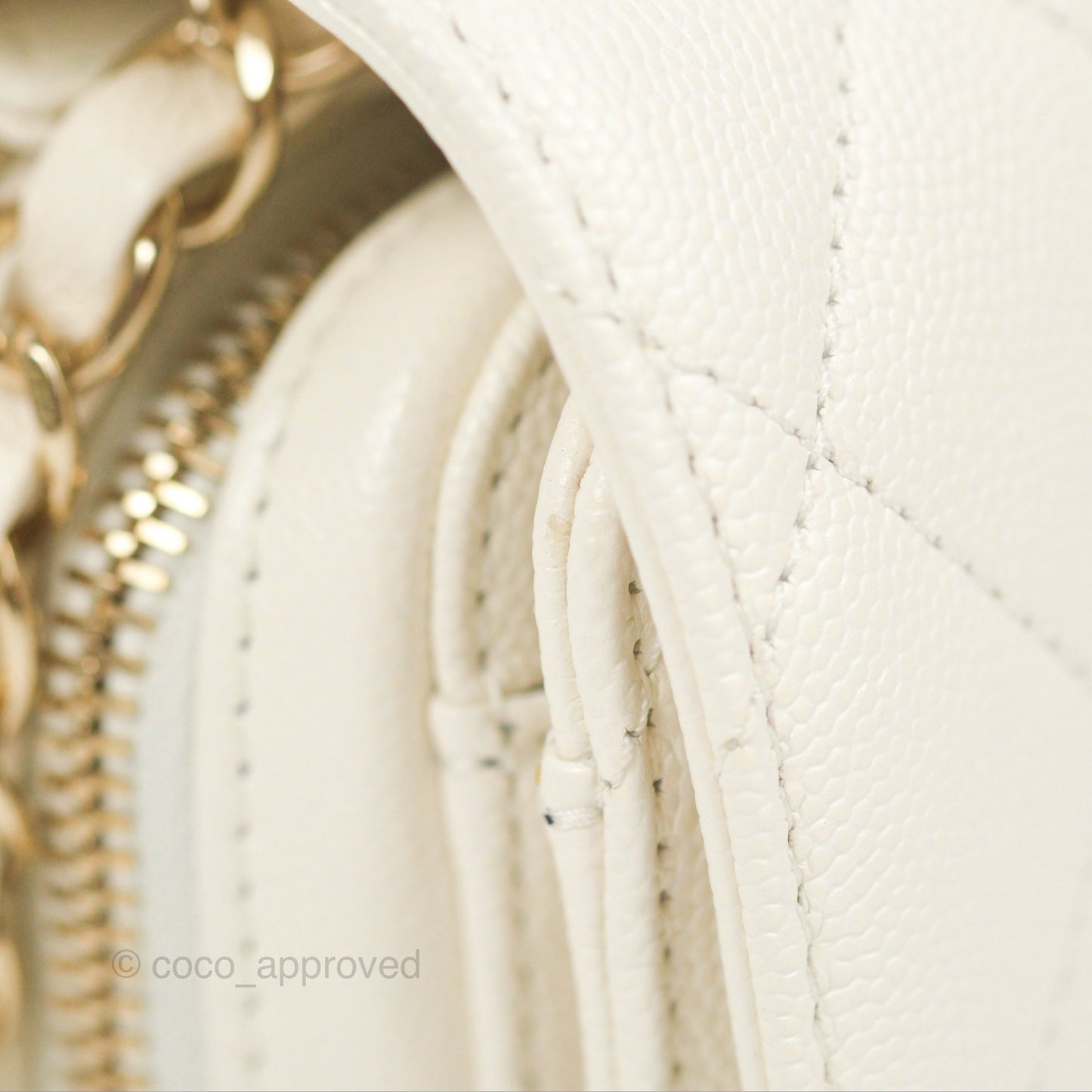 Chanel Quilted Small Like The Wallet Flap Ivory White Caviar Light Gold Hardware 22C