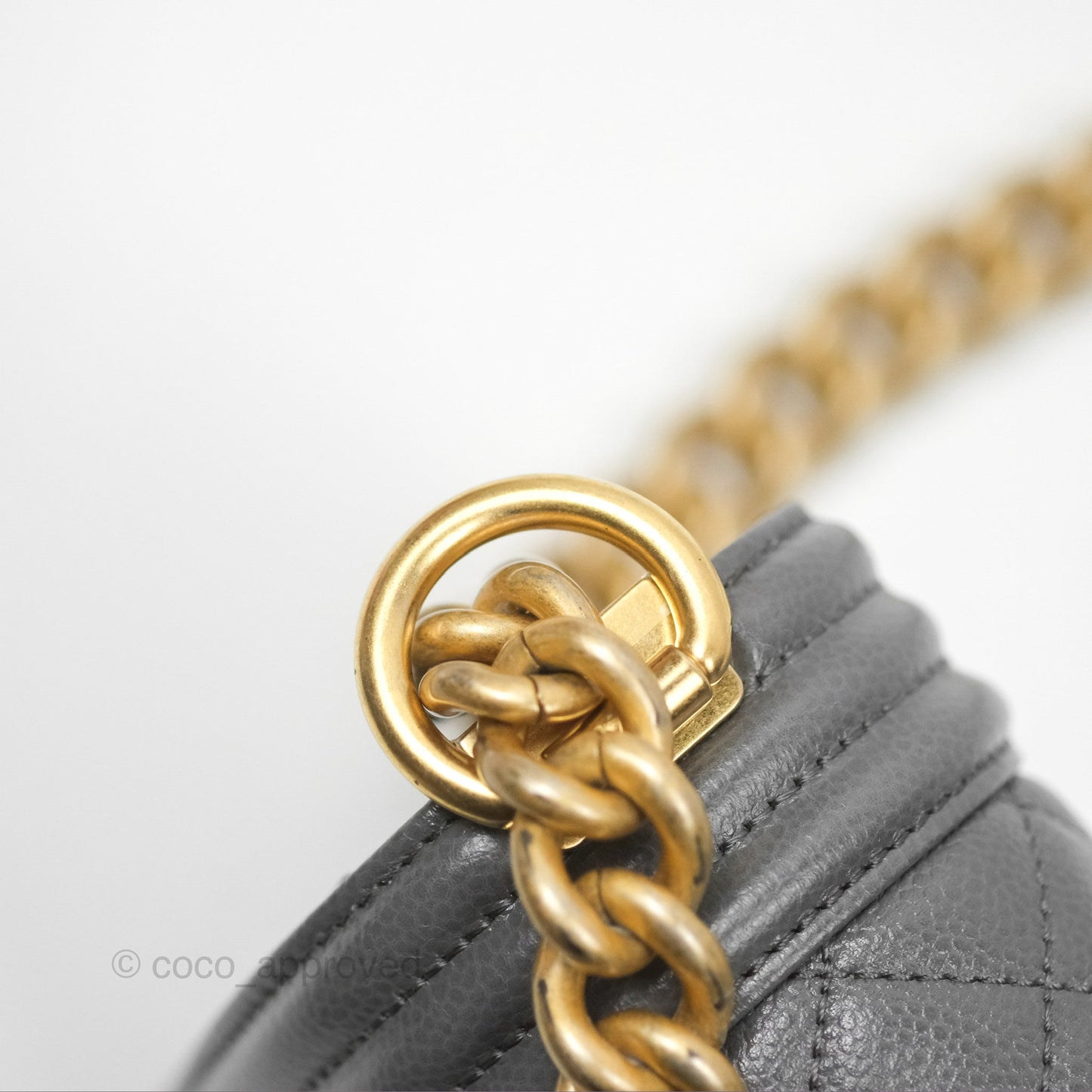 Chanel Small Boy Dark Grey Caviar Aged Gold Hardware