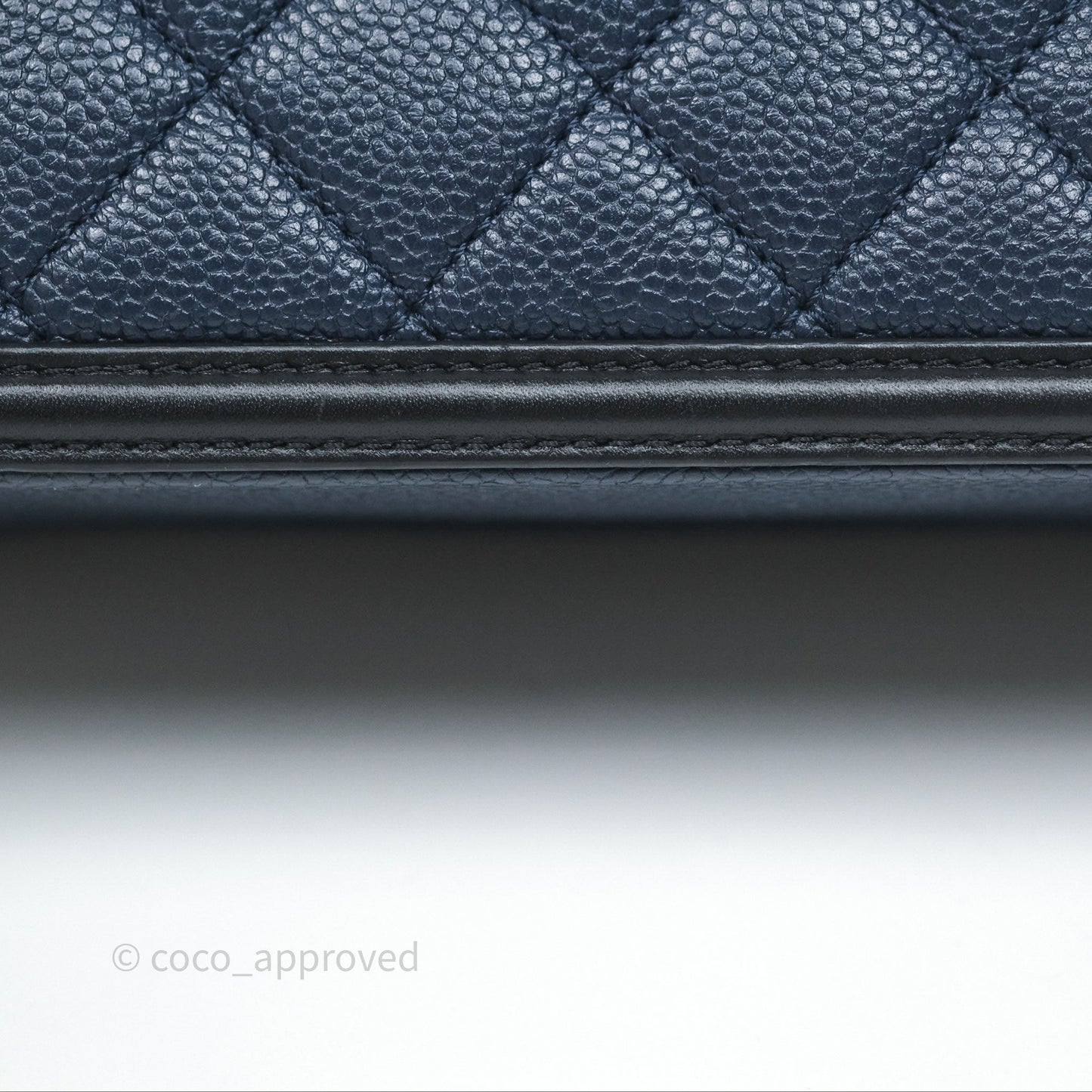 Chanel Quilted Medium CC Filigree Vanity Case Dark Navy Caviar Gold Hardware