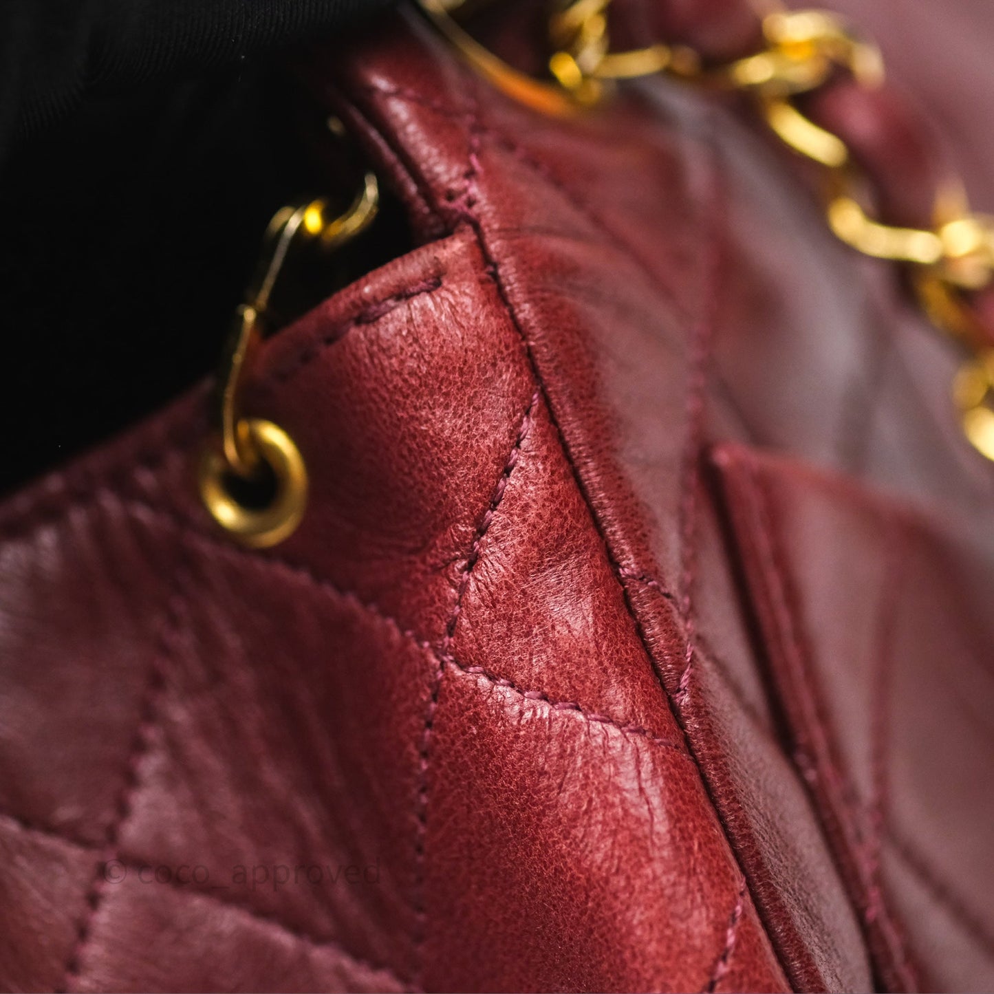 Chanel Vintage Mini Square Burgundy Lambskin 24K Gold Hardware