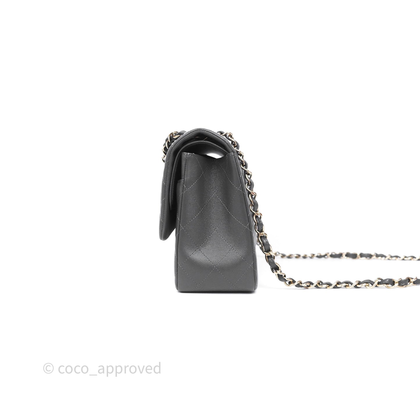 Chanel Jumbo Classic Double Flap Quilted Dark Grey Caviar Gold Hardware⁣⁣