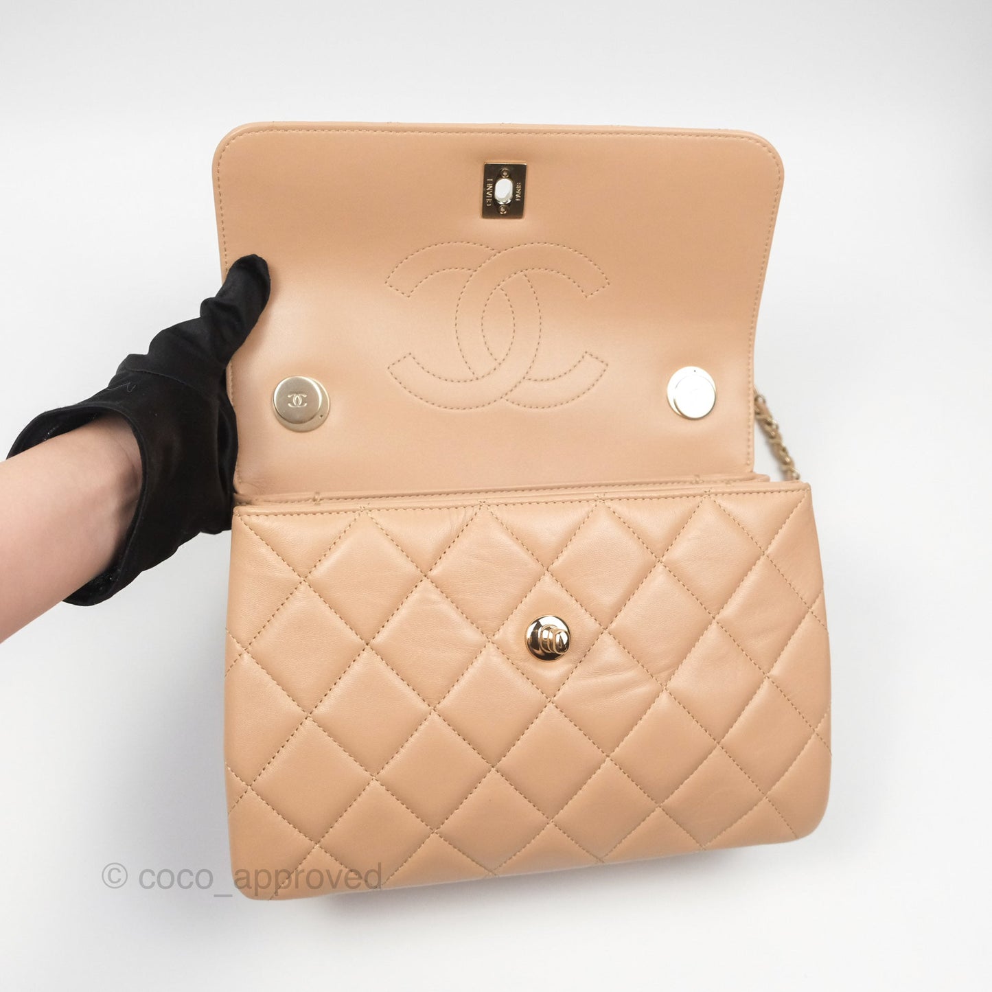Chanel Trendy CC Small Beige Lambskin Gold Hardware 22S