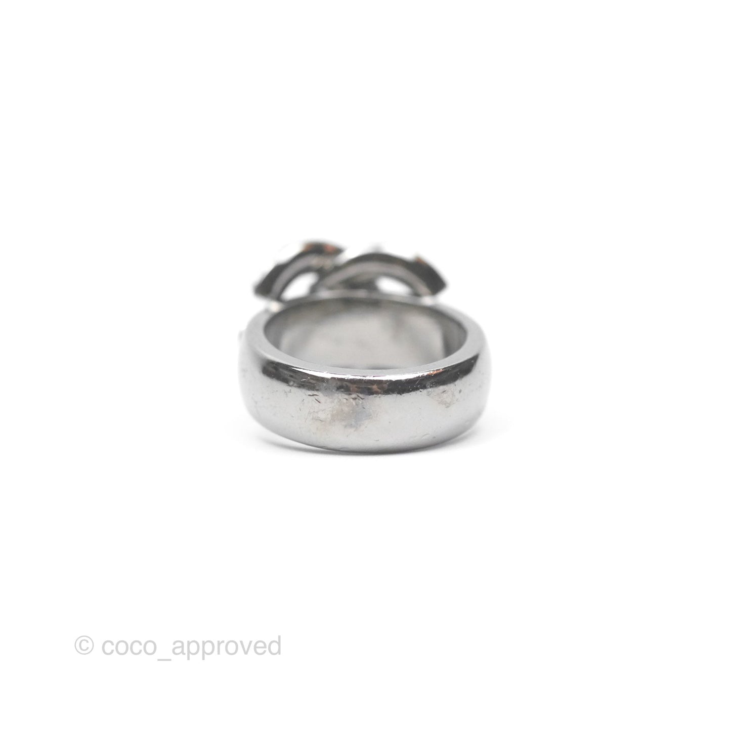 Chanel CC Ring Brushed Silver Tone 10A