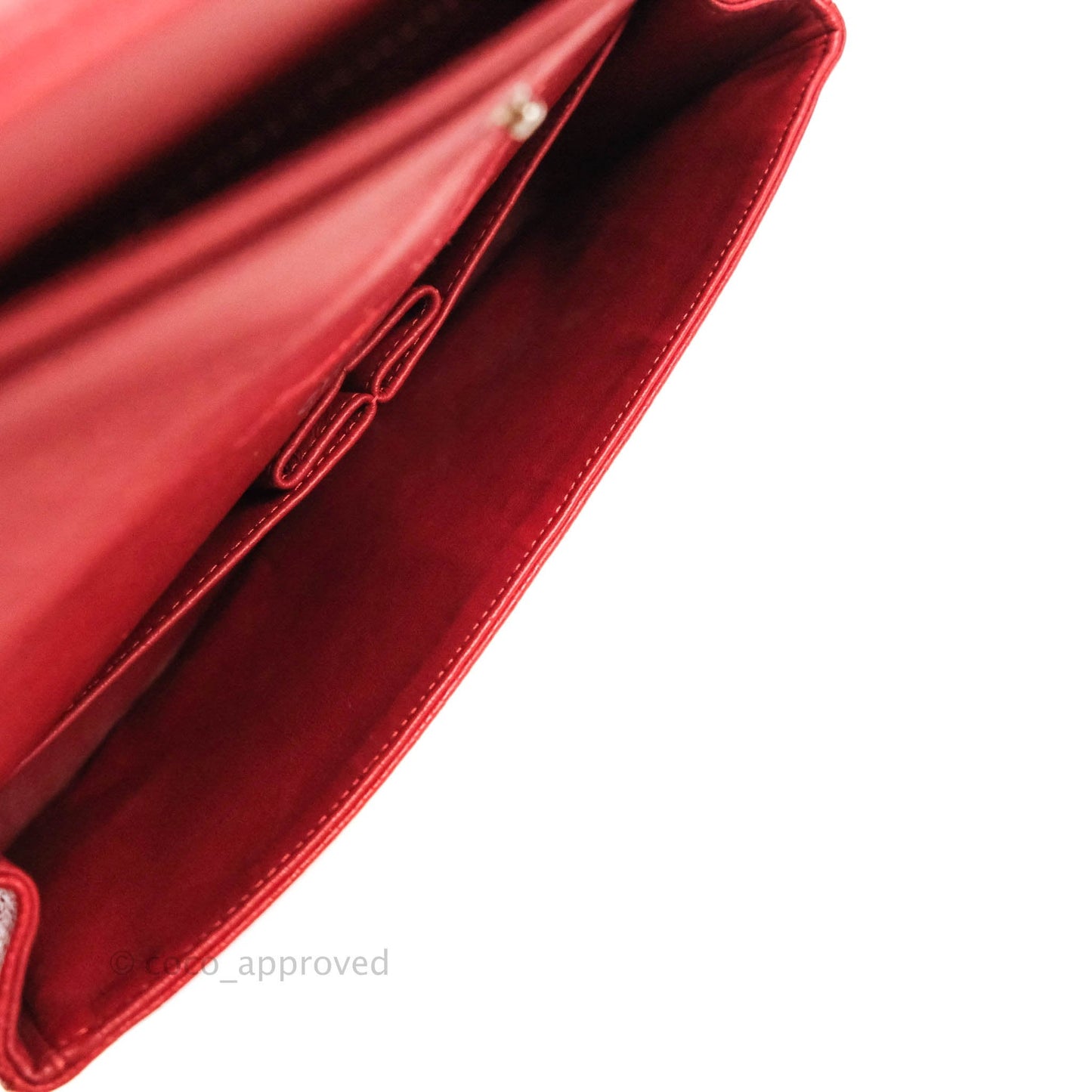 Chanel Classic M/L Medium Double Flap Red Caviar Silver Hardware