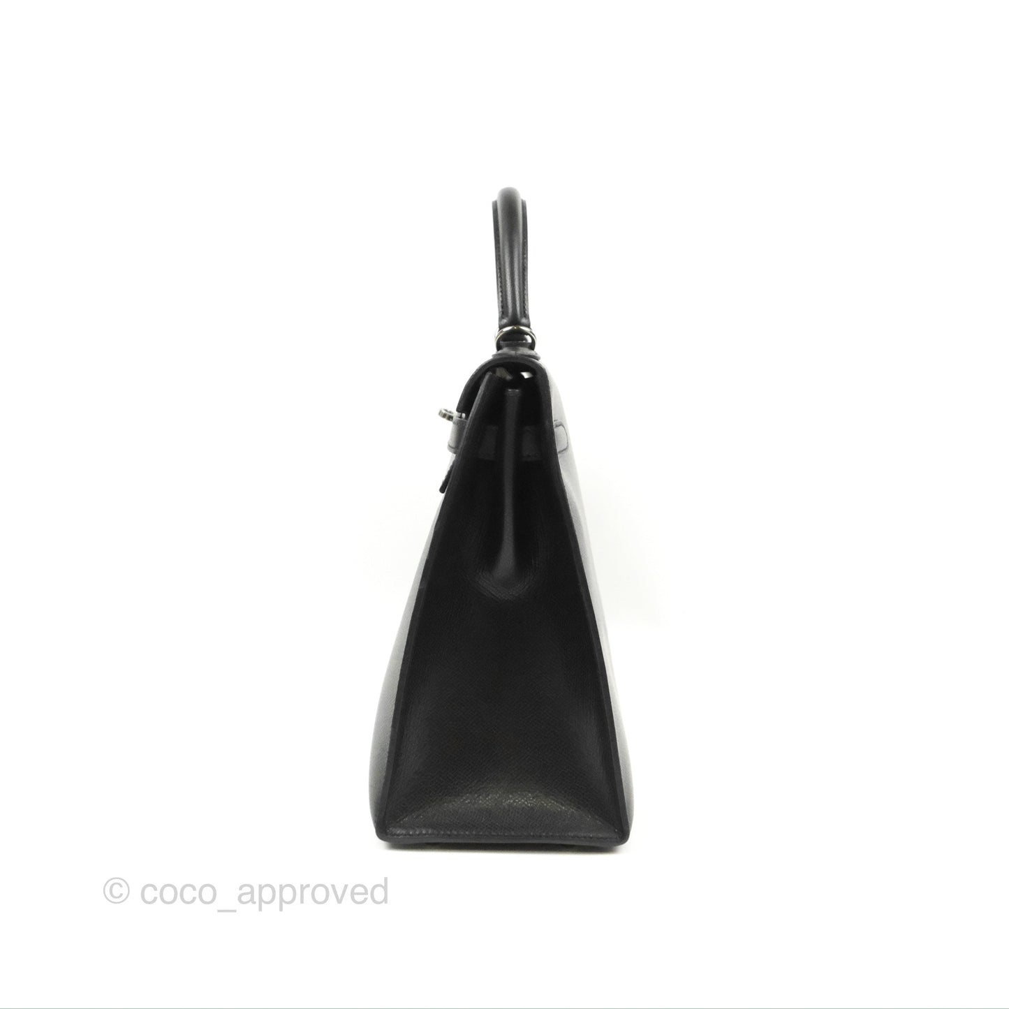 Hermès Kelly 32 Sellier Black Epsom Palladium Hardware