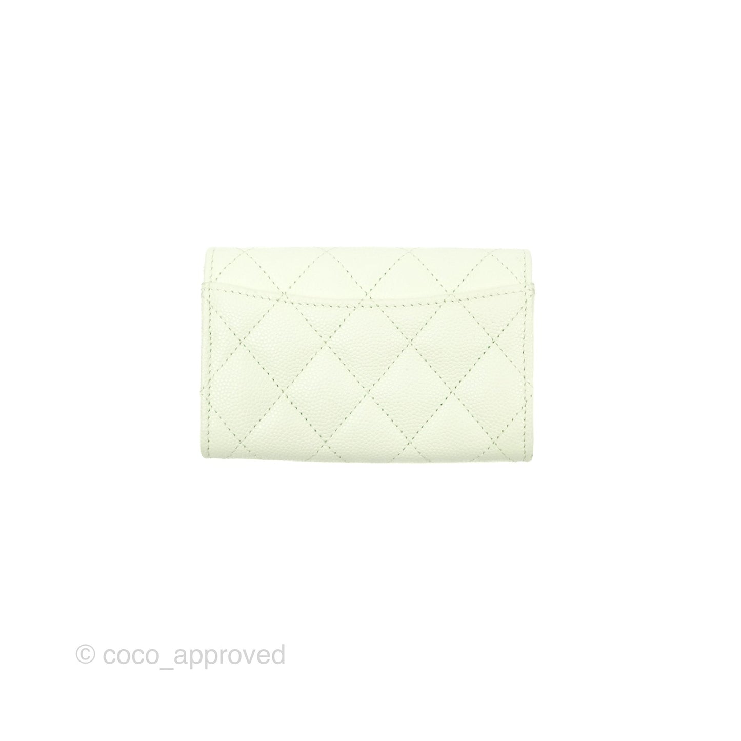 Chanel Quilted Flap Card Holder Light Green Caviar Gold Hardware