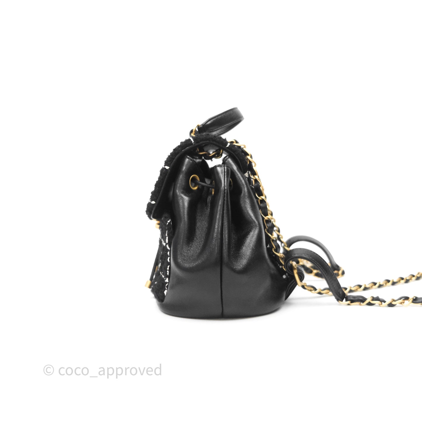 Chanel Duma Backpack Black Tweed Aged Gold Hardware