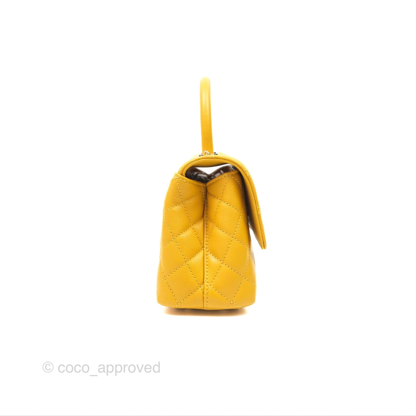 Chanel Small Coco Handle Mustard Yellow Caviar Gold Hardware