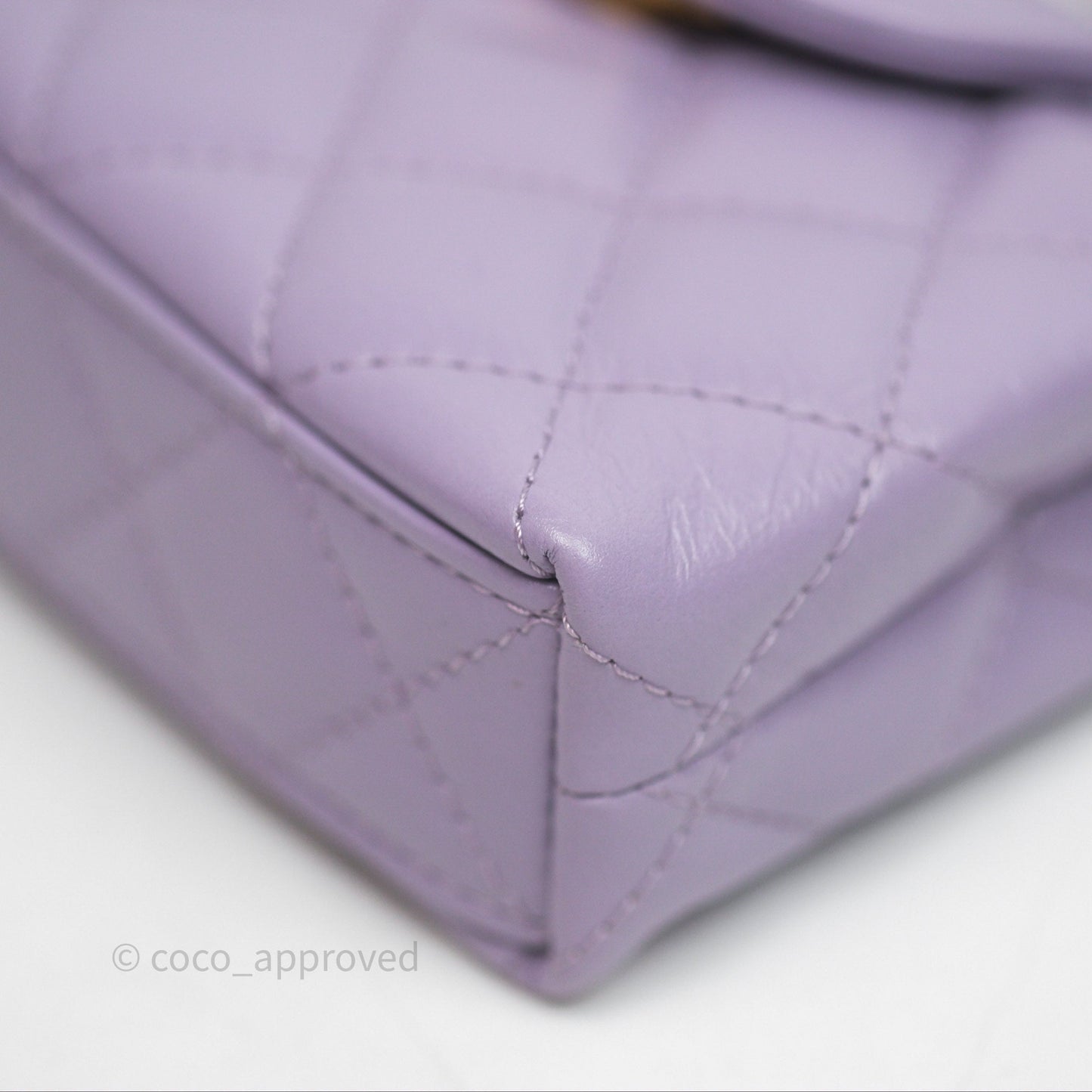 Chanel Mini Nano Kelly Bag Purple Shiny Calfskin Aged Gold Hardware