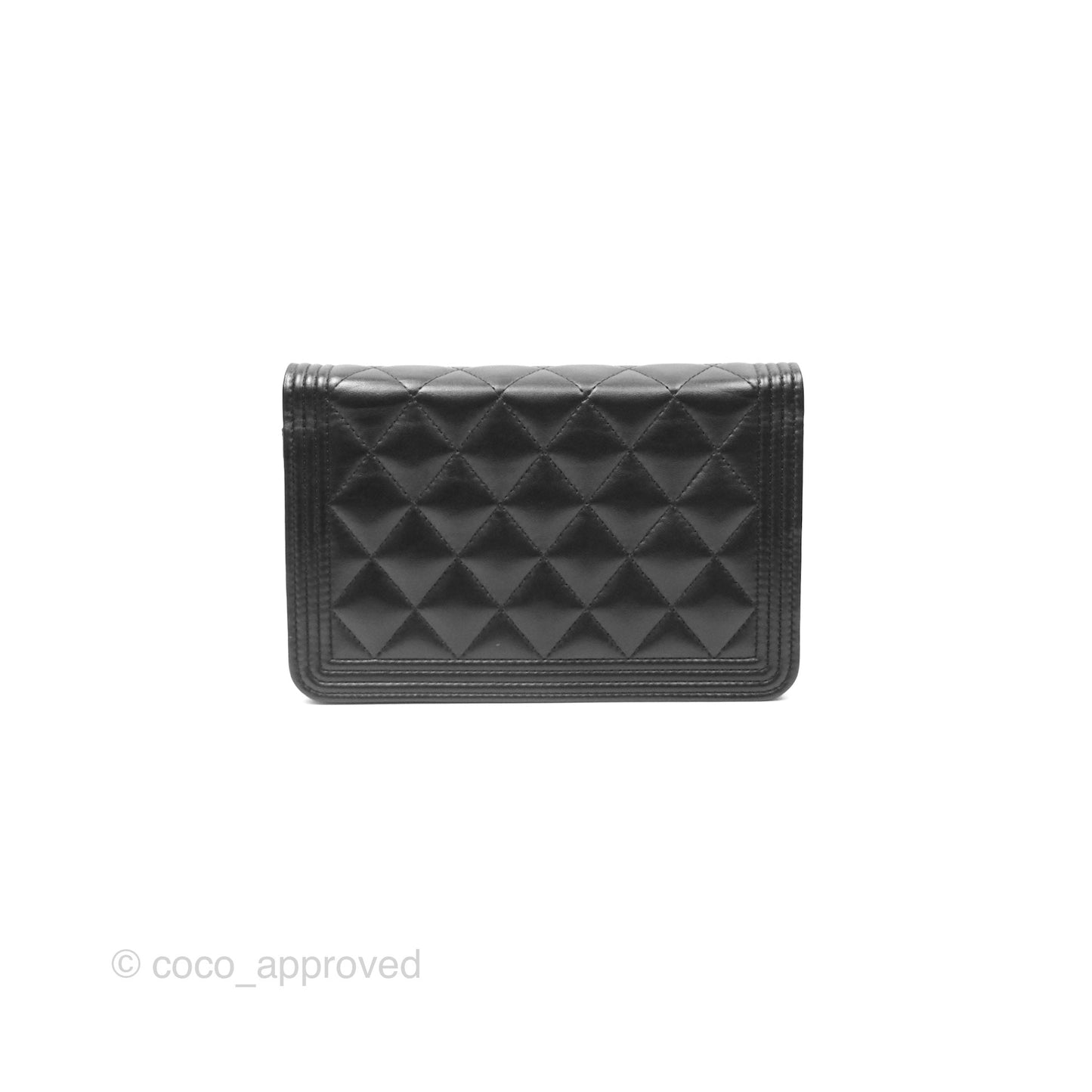 Chanel Quilted Boy Wallet on Chain WOC Black Calfskin Aged Gold Hardware
