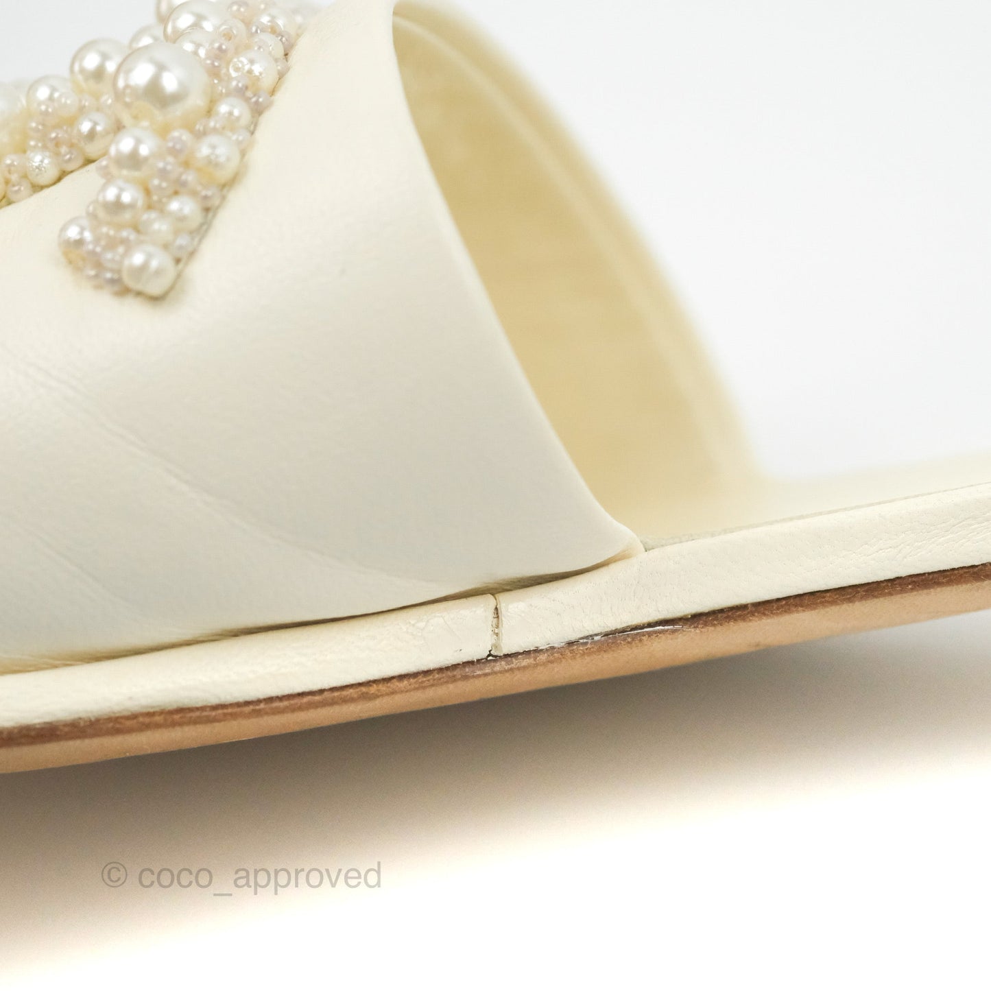 Chanel Ivory Slippers Pearl 37.5C