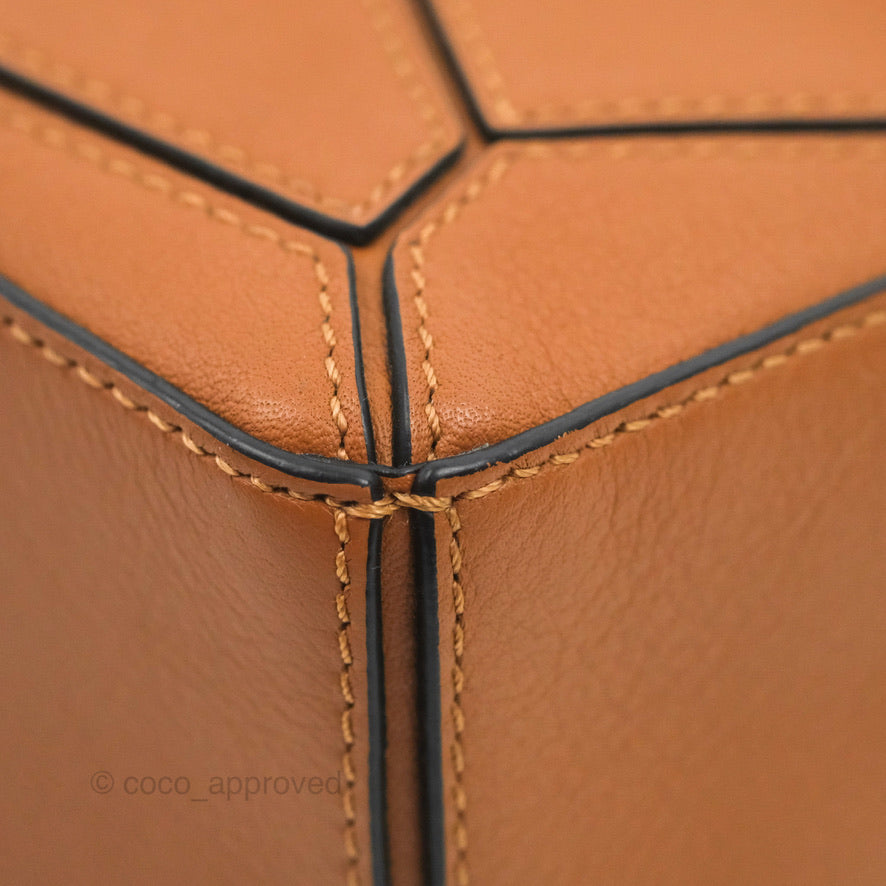 Loewe Mini Puzzle Bag Tan Calfskin Palladium Hardware