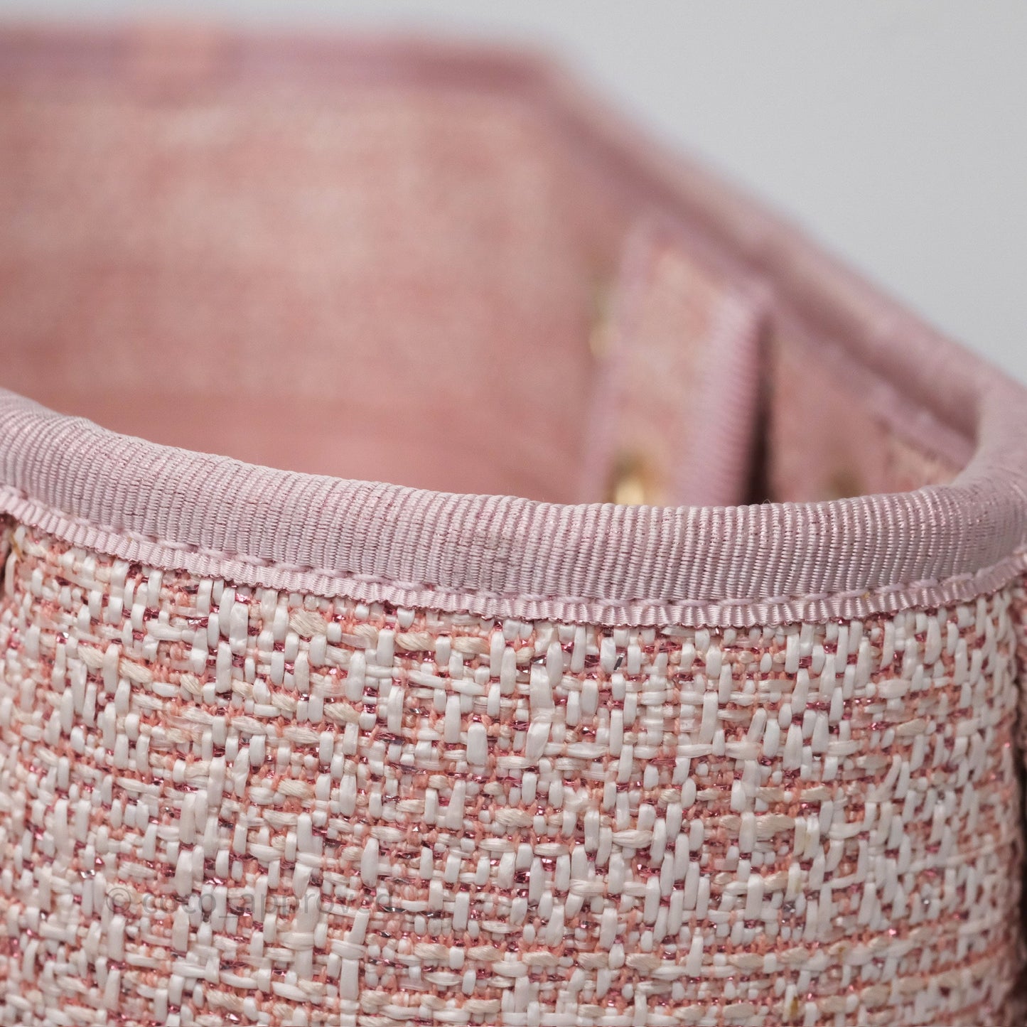 Chanel Medium Deauville Pink Glitter Raffia Gold Hardware