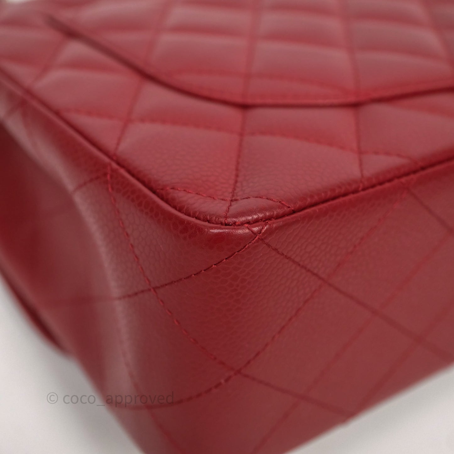 Chanel Jumbo Single Flap Dark Red Caviar Silver Hardware⁣⁣